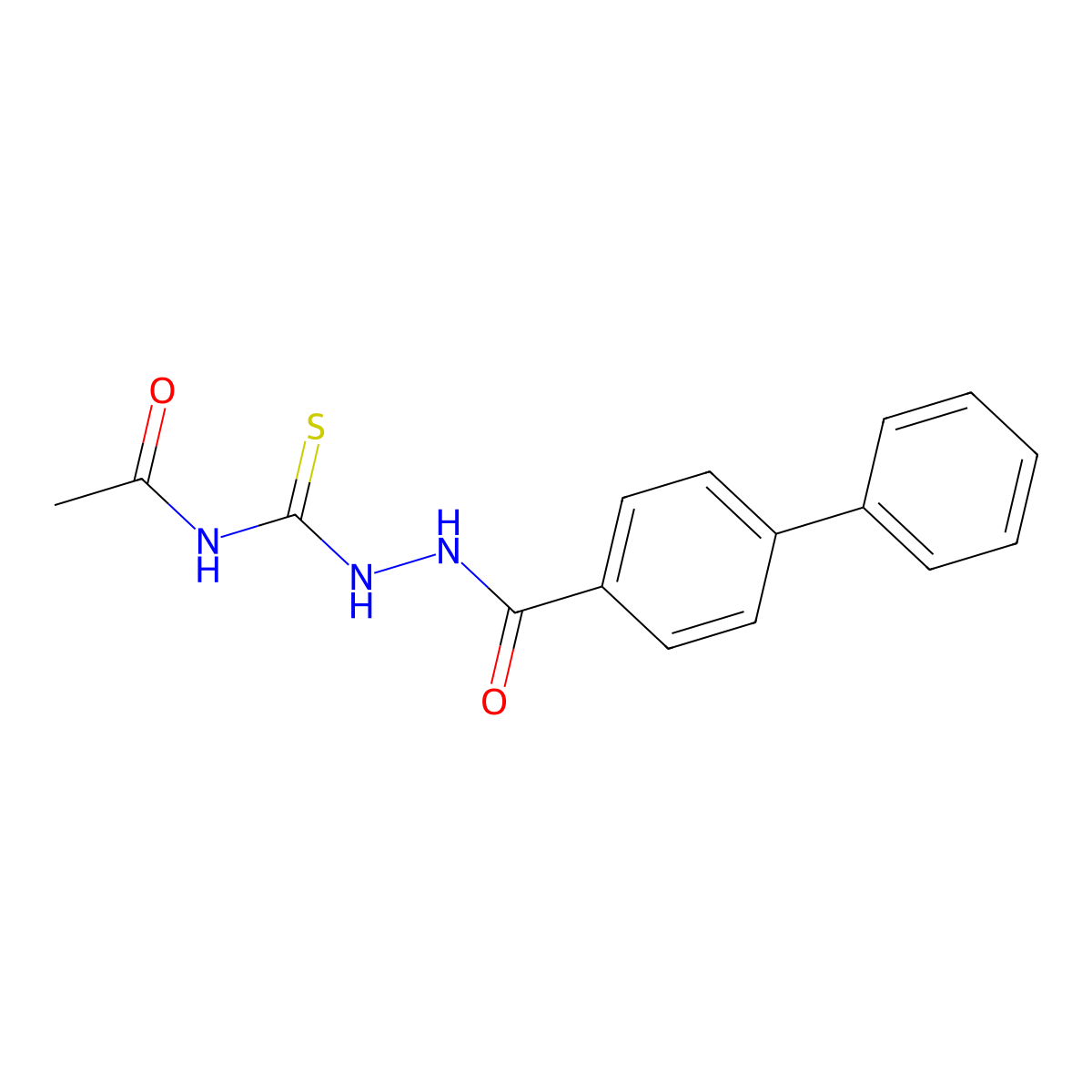 N-[[(4-phenylbenzoyl)amino]carbamothioyl]acetamide molecular structure, CAS 712318-40-6