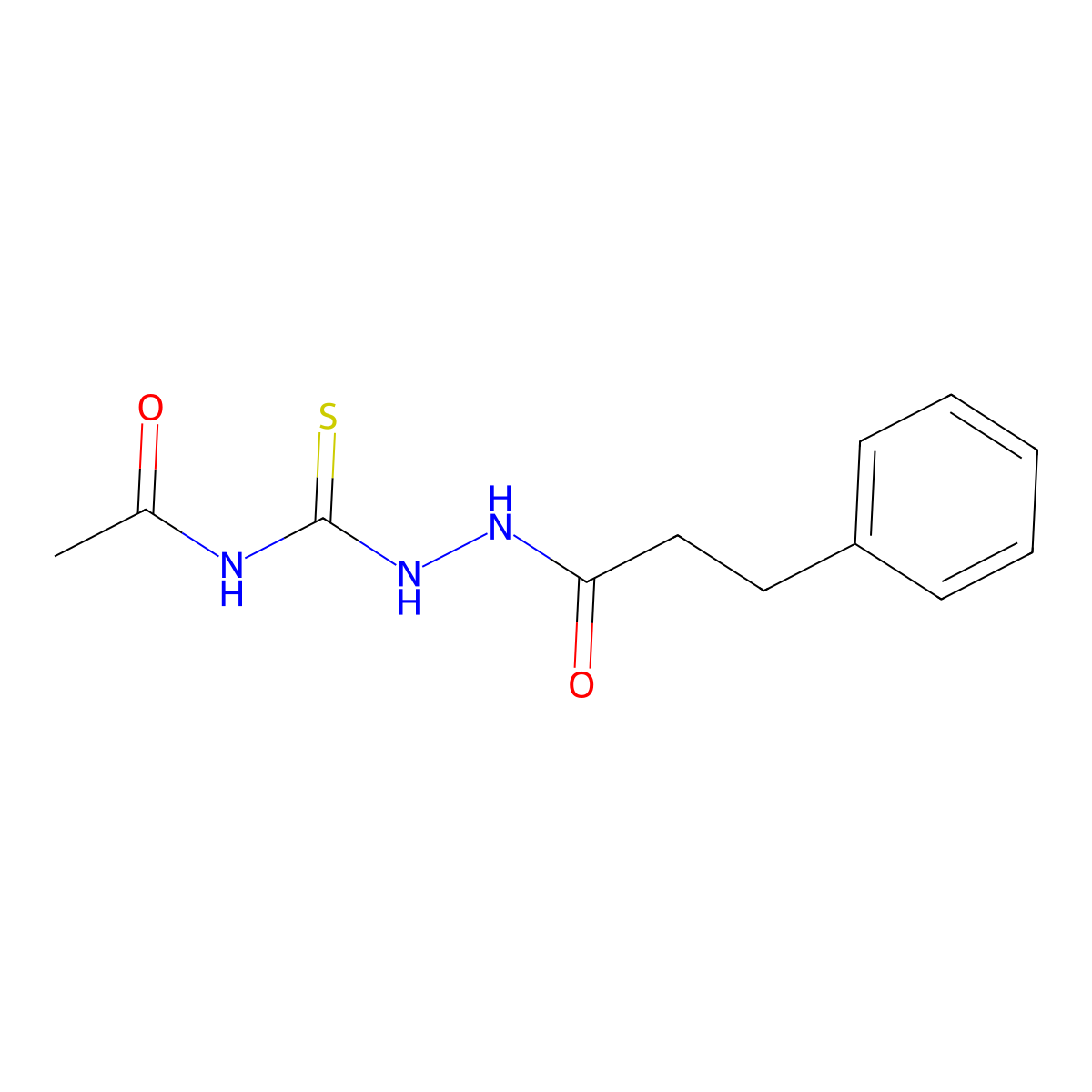 N-[(3-phenylpropanoylamino)carbamothioyl]acetamide molecular structure, CAS 712318-41-7