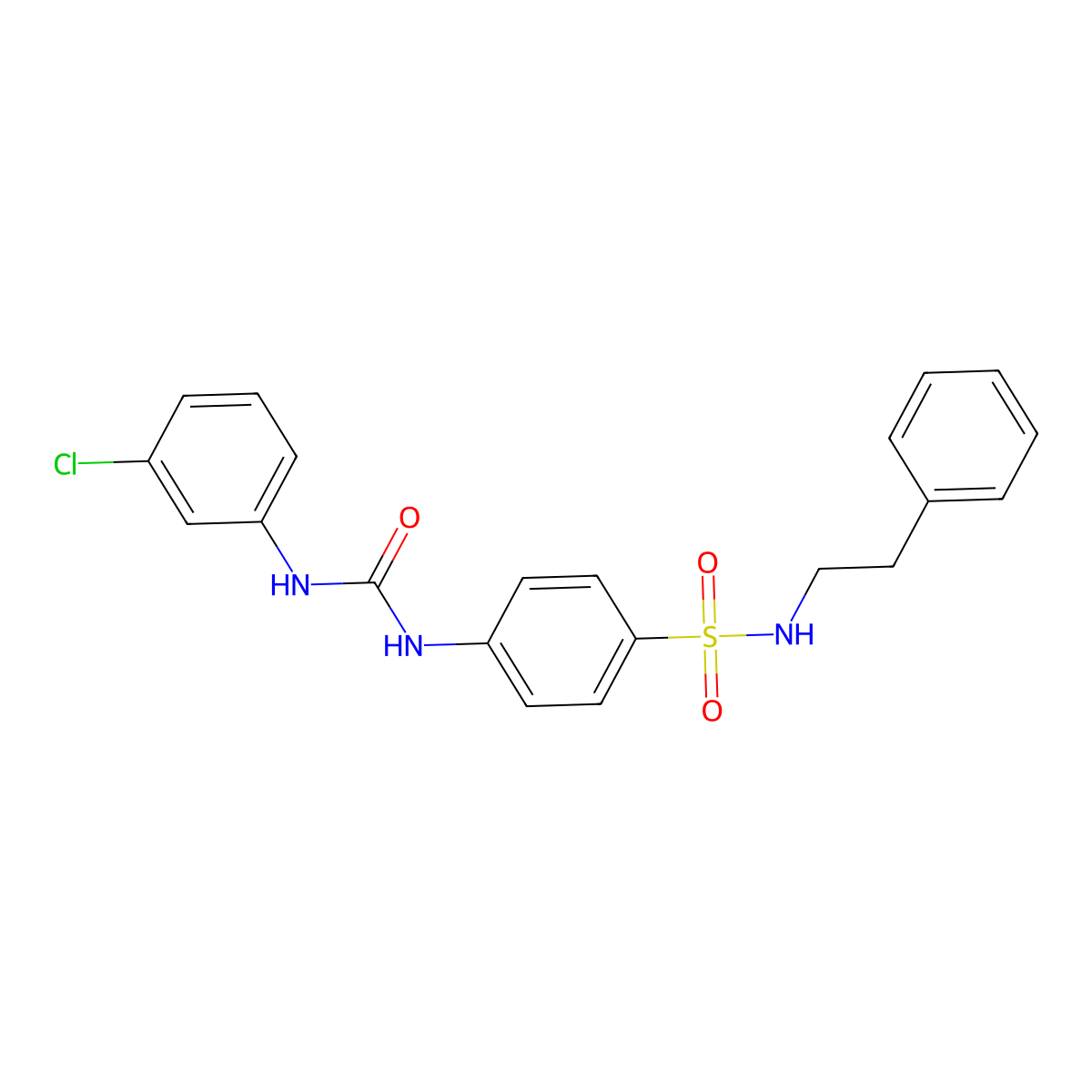 4-(3-(3-chlorophenyl)ureido)-N-phenethylbenzenesulfonamide molecular structure, CAS 712318-52-0