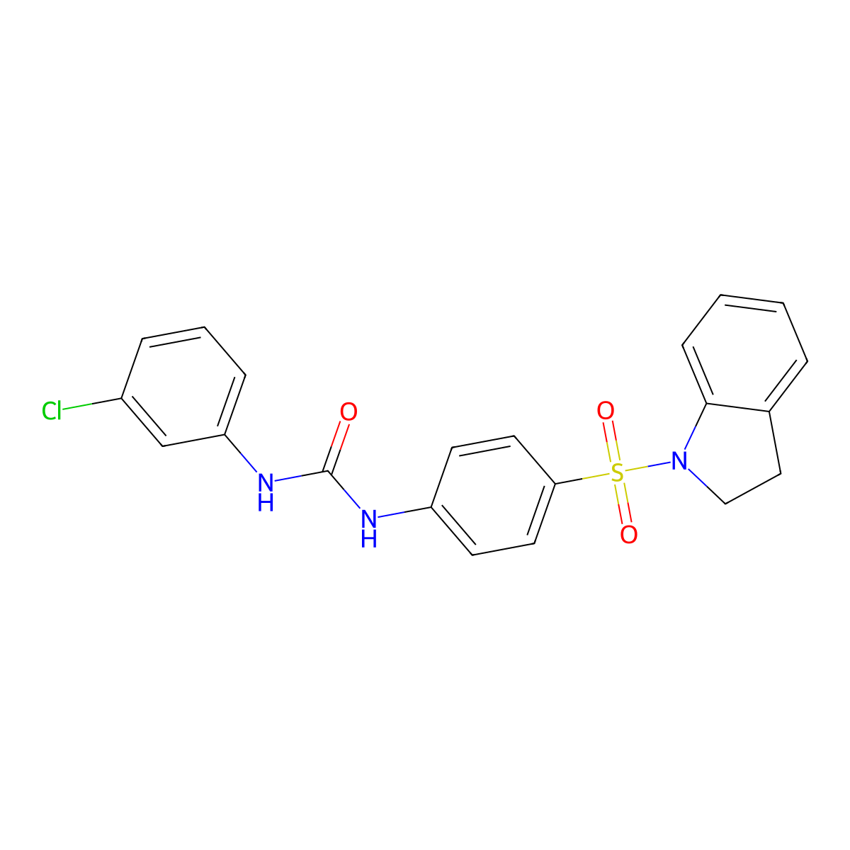 1-(3-Chlorophenyl)-3-(4-(indolin-1-ylsulfonyl)phenyl)urea molecular structure, CAS 712318-57-5