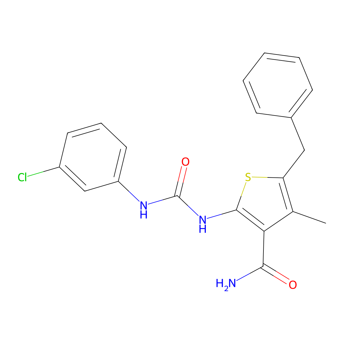 5-Benzyl-2-[(3-chlorophenyl)carbamoylamino]-4-methylthiophene-3-carboxamide molecular structure, CAS 712318-59-7