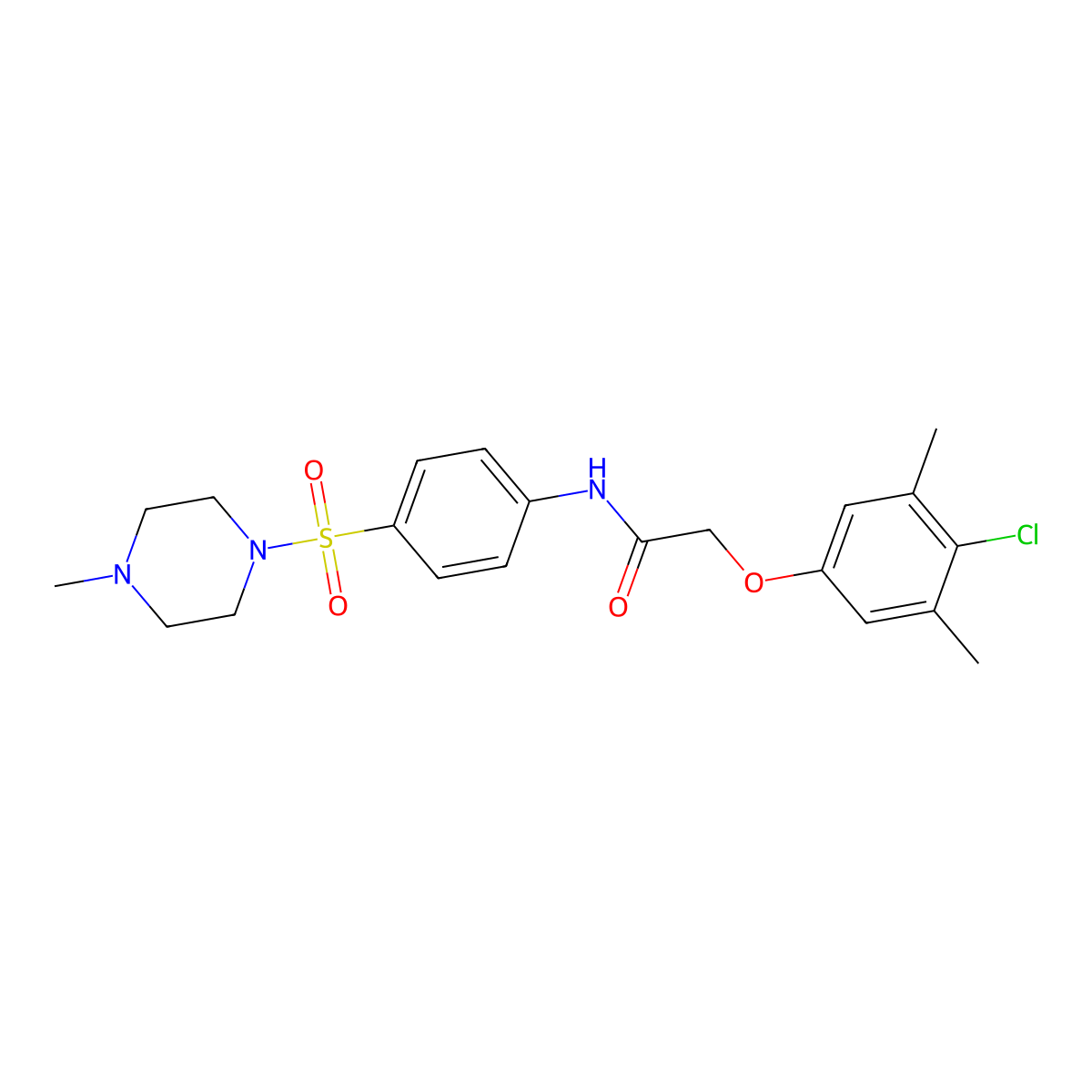 2-(4-chloro-3,5-dimethylphenoxy)-N-{4-[(4-methyl-1-piperazinyl)sulfonyl]phenyl}acetamide molecular structure, CAS 712318-69-9