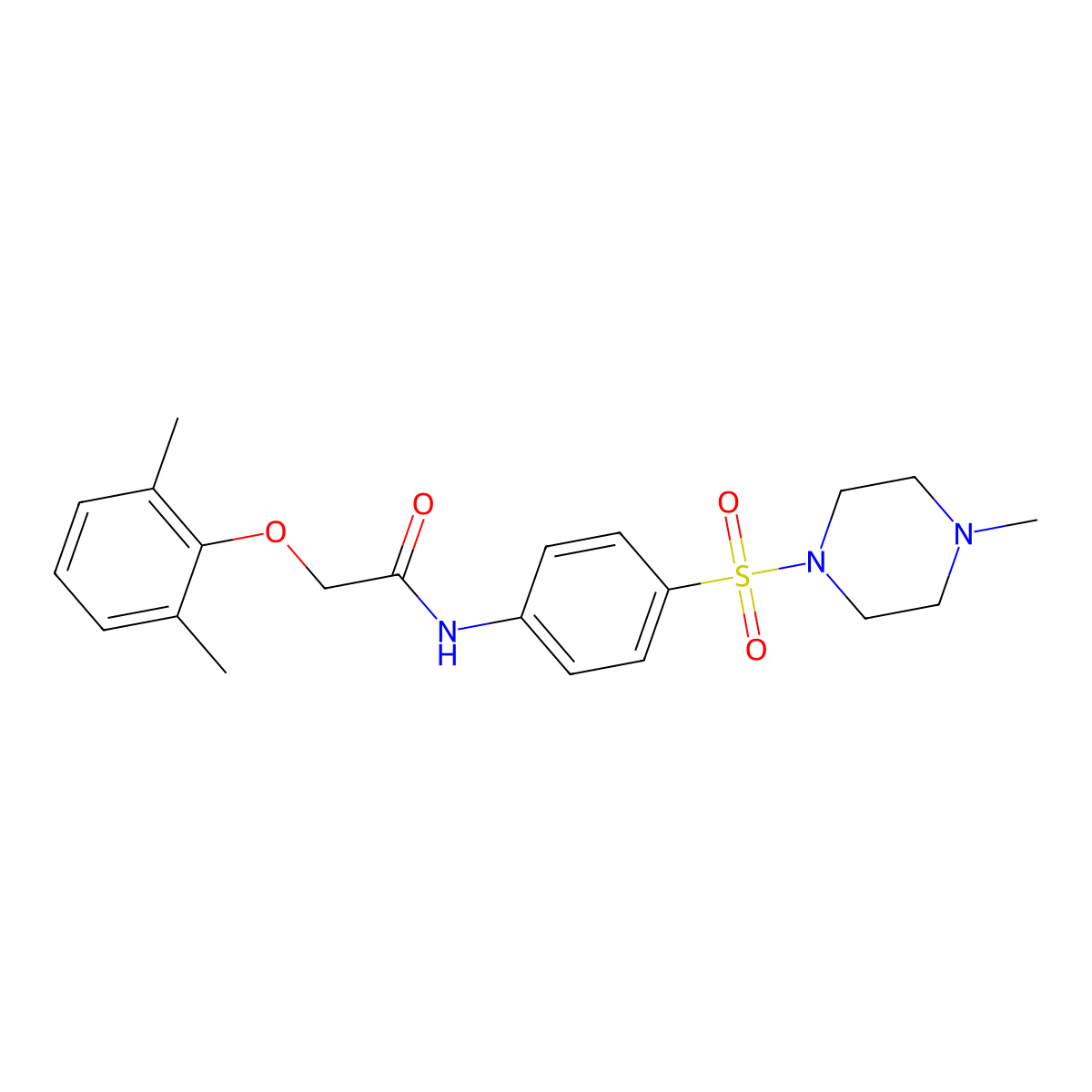 2-(2,6-dimethylphenoxy)-N-(4-((4-methylpiperazin-1-yl)sulfonyl)phenyl)acetamide molecular structure, CAS 712318-70-2
