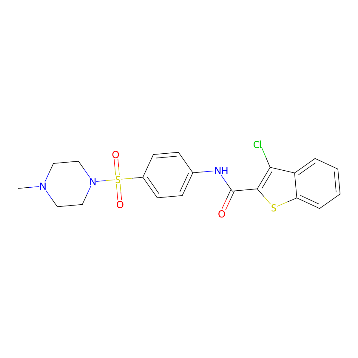 3-chloro-N-{4-[(4-methyl-1-piperazinyl)sulfonyl]phenyl}-1-benzothiophene-2-carboxamide molecular structure, CAS 712318-75-7