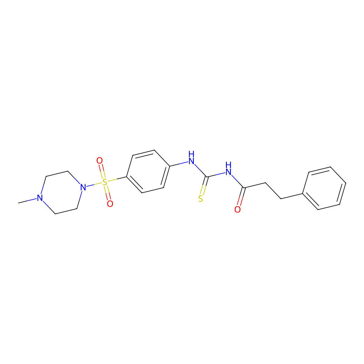 N-((4-((4-methylpiperazin-1-yl)sulfonyl)phenyl)carbamothioyl)-3-phenylpropanamide molecular structure, CAS 712318-79-1