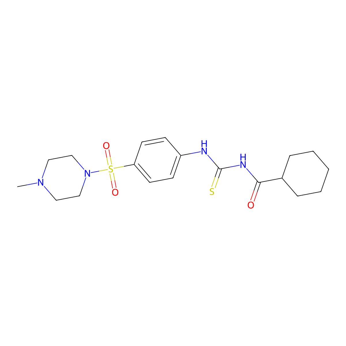 N-[({4-[(4-methyl-1-piperazinyl)sulfonyl]phenyl}amino)carbonothioyl]cyclohexanecarboxamide molecular structure, CAS 712318-81-5