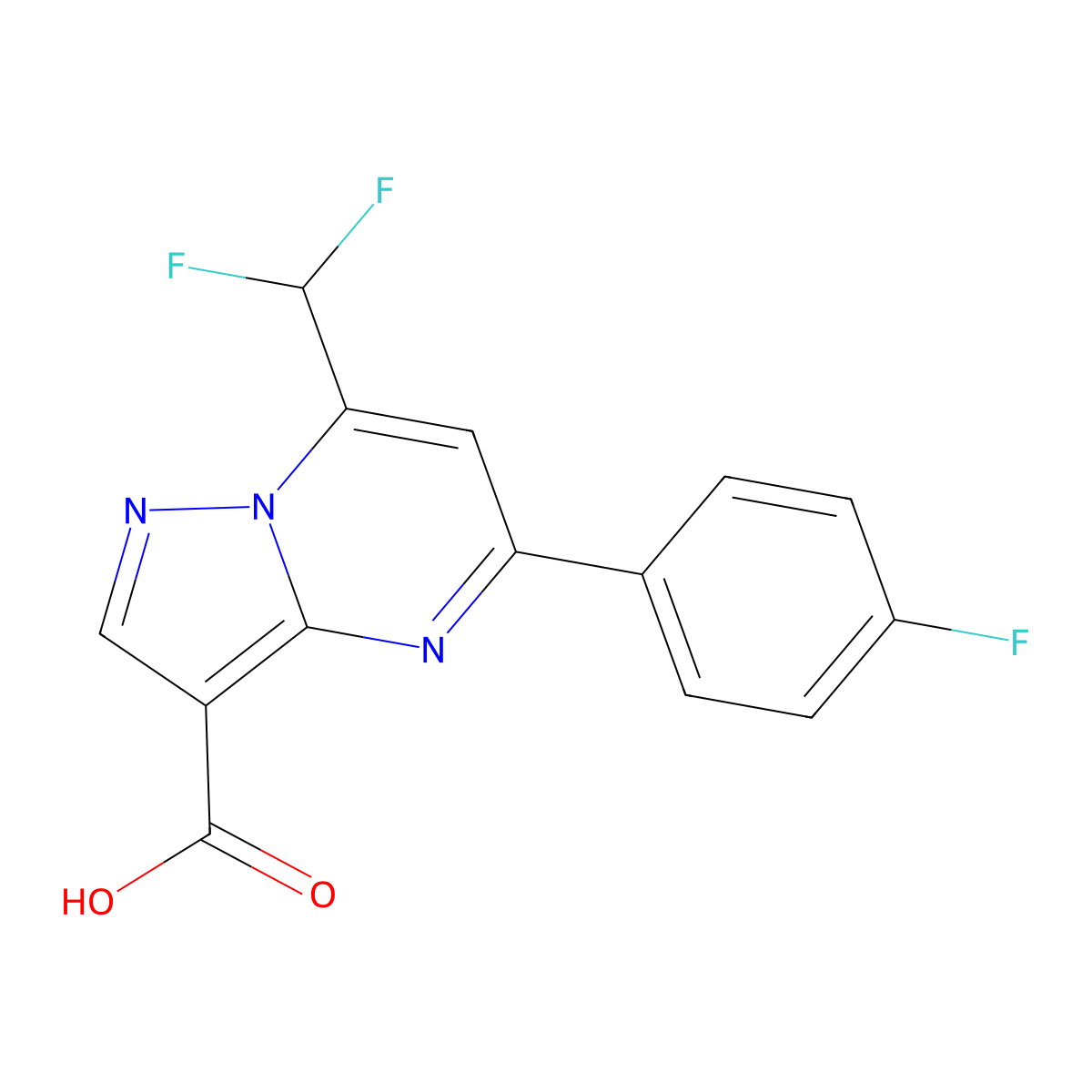 7-(Difluoromethyl)-5-(4-fluorophenyl)pyrazolo[1,5-a]pyrimidine-3-carboxylic acid molecular structure, CAS 712319-09-0