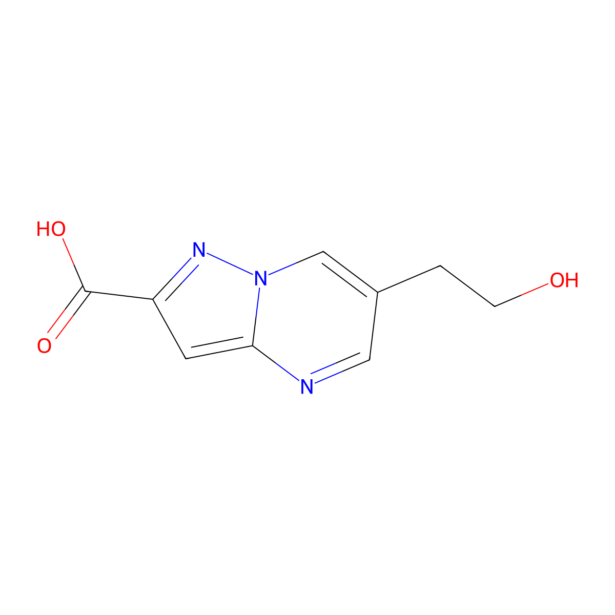 6-(2-Hydroxyethyl)pyrazolo[1,5-a]pyrimidine-2-carboxylic acid molecular structure, CAS 712319-12-5
