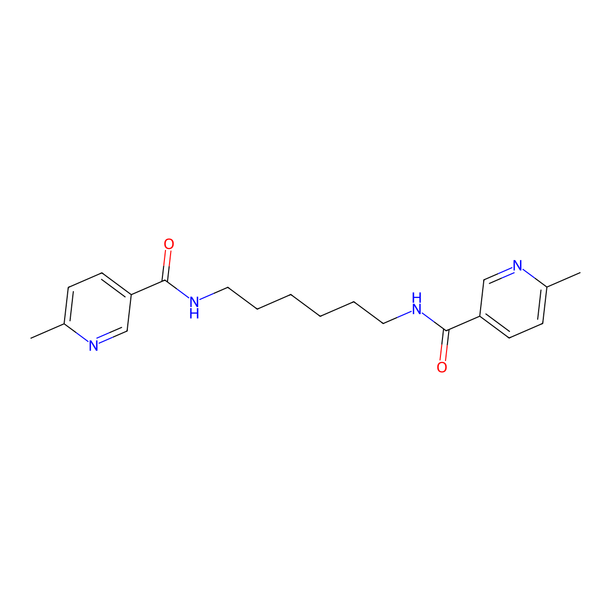 6-methyl-N-[6-[(6-methylpyridine-3-carbonyl)amino]hexyl]pyridine-3-carboxamide molecular structure, CAS 712319-14-7