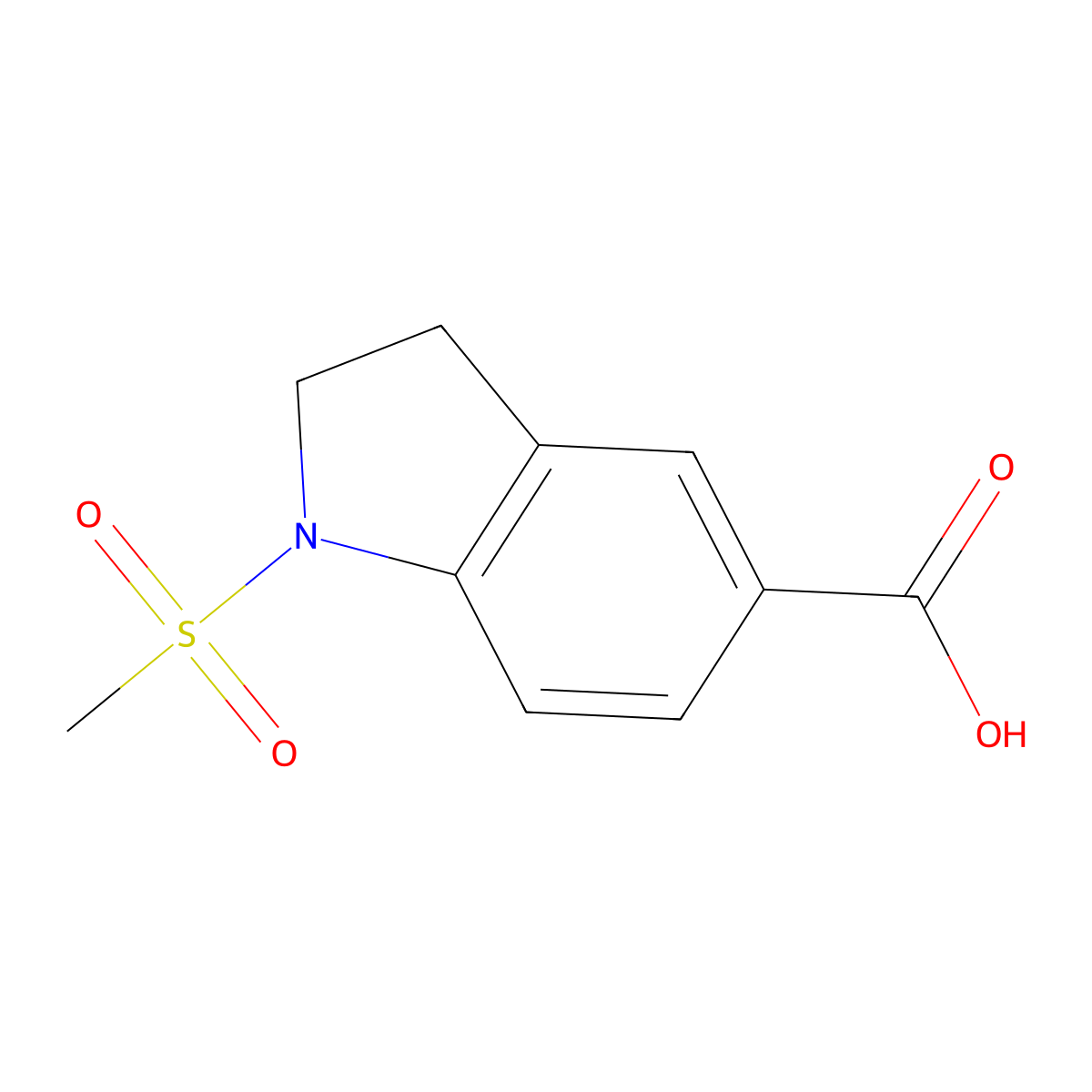 1-methanesulfonyl-2,3-dihydro-1H-indole-5-carboxylic acid molecular structure, CAS 712319-44-3