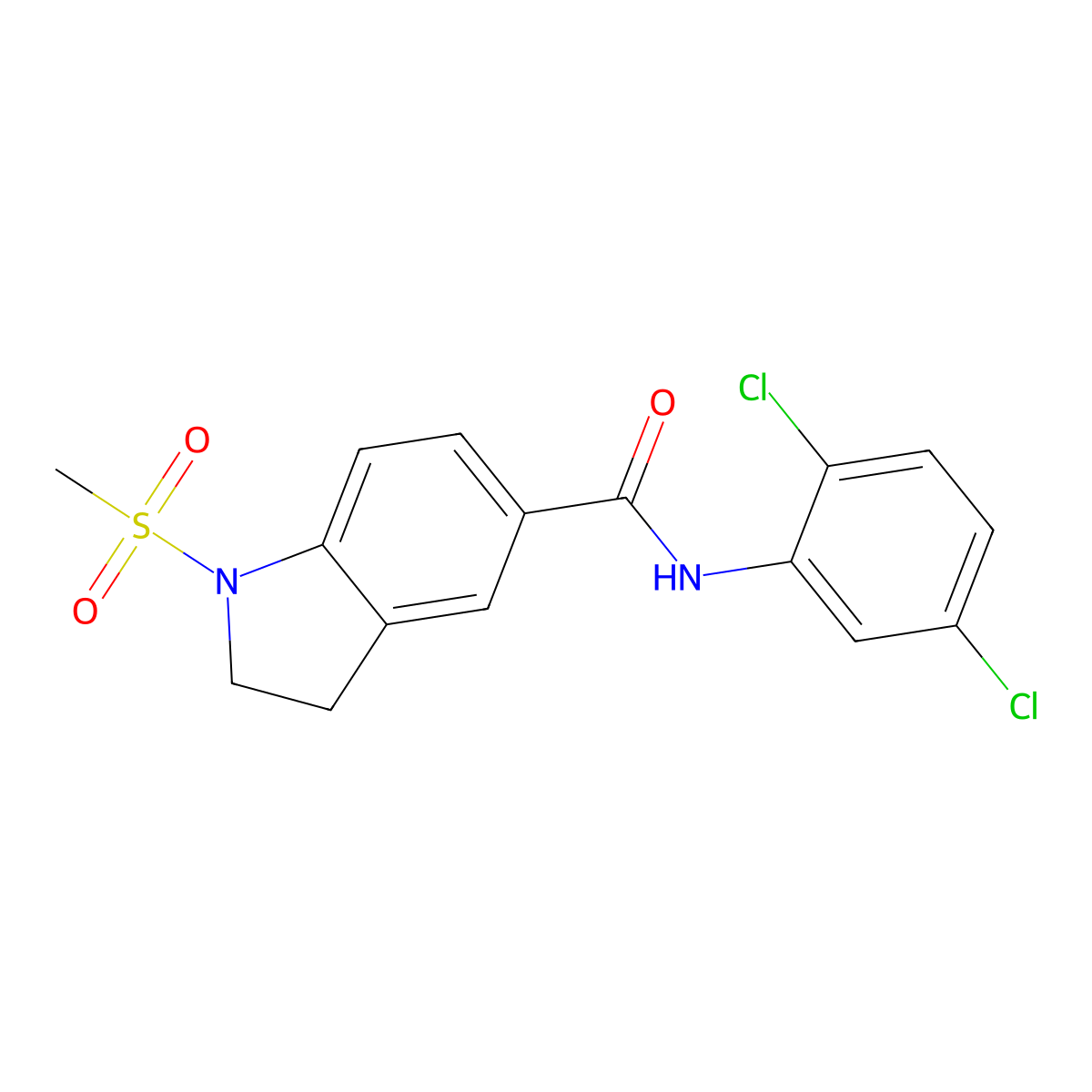 N-(2,5-dichlorophenyl)-1-methylsulfonyl-2,3-dihydroindole-5-carboxamide molecular structure, CAS 712319-45-4