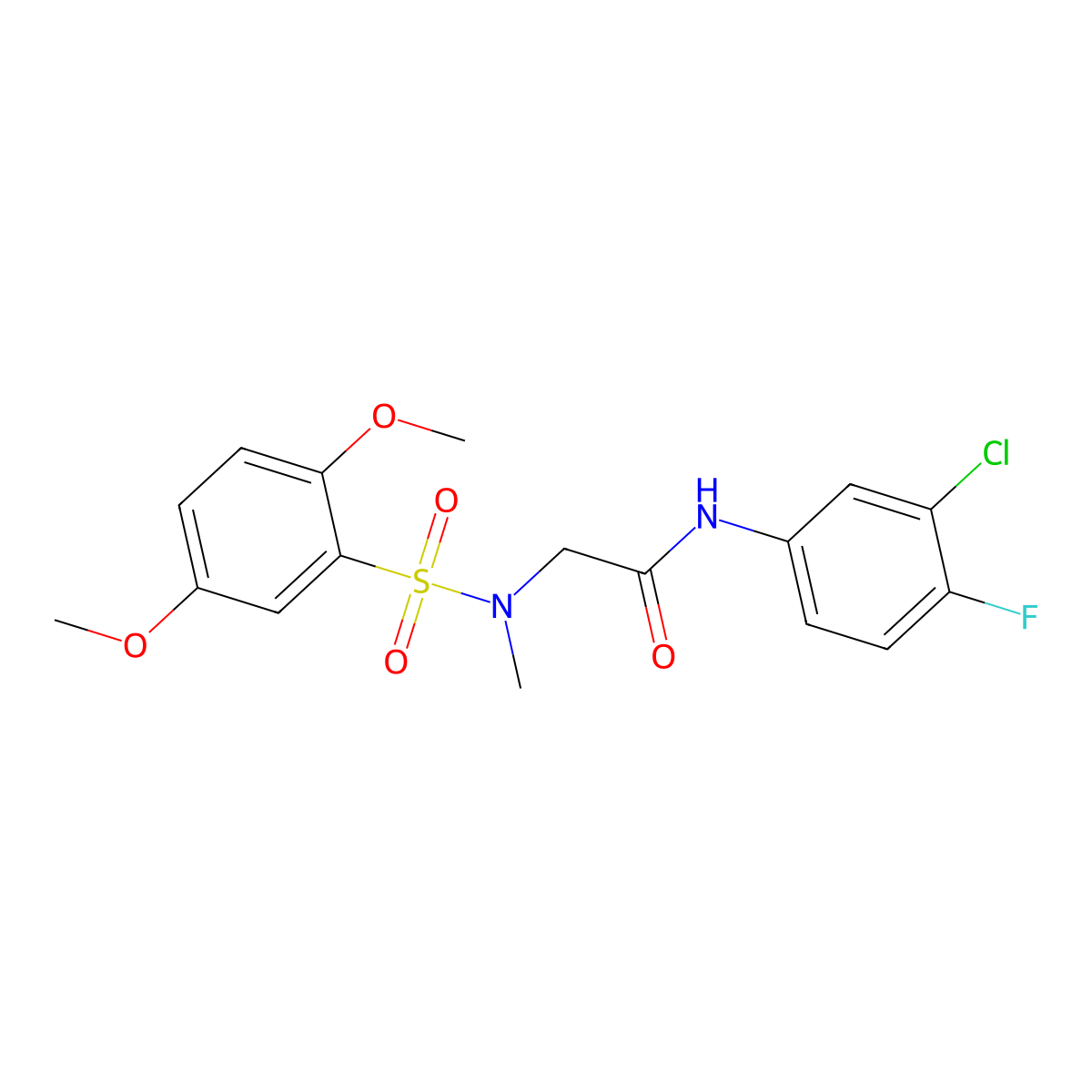 N-(3-chloro-4-fluorophenyl)-2-[(2,5-dimethoxyphenyl)sulfonyl-methylamino]acetamide molecular structure, CAS 712319-55-6