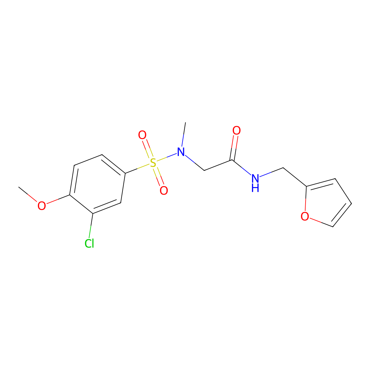 2-[(3-chloro-4-methoxyphenyl)sulfonyl-methylamino]-N-(furan-2-ylmethyl)acetamide molecular structure, CAS 712319-68-1