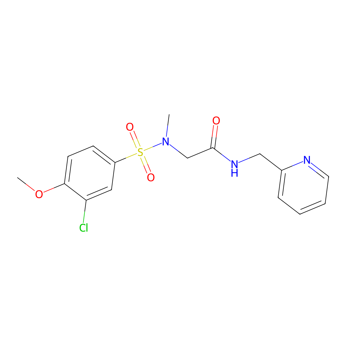 2-[(3-chloro-4-methoxyphenyl)sulfonyl-methylamino]-N-(pyridin-2-ylmethyl)acetamide molecular structure, CAS 712319-69-2