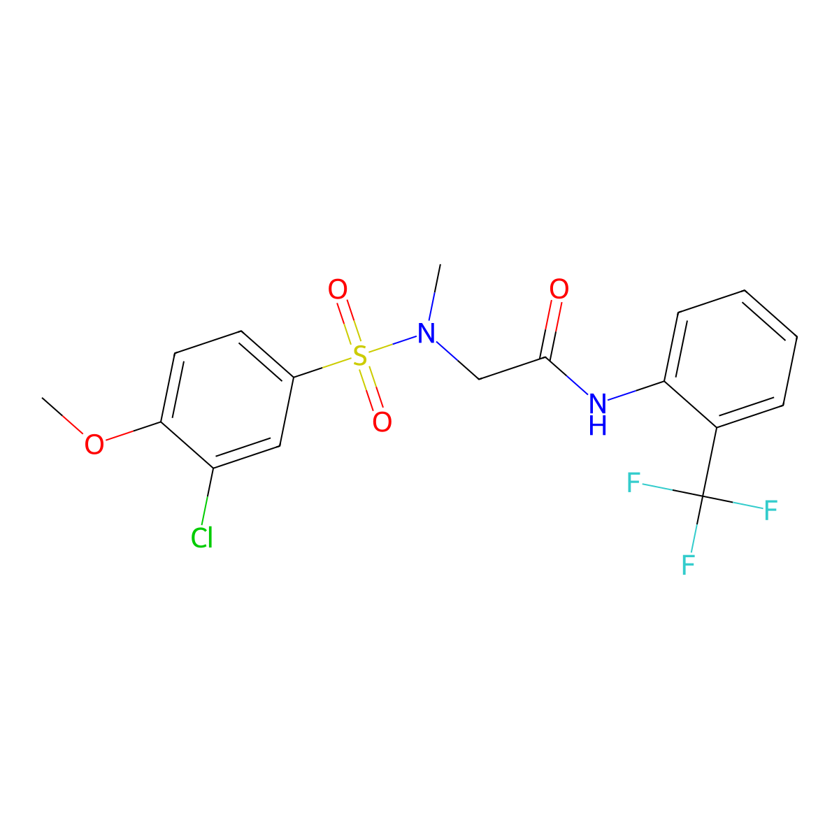 2-[(3-chloro-4-methoxyphenyl)sulfonyl-methylamino]-N-[2-(trifluoromethyl)phenyl]acetamide molecular structure, CAS 712319-71-6