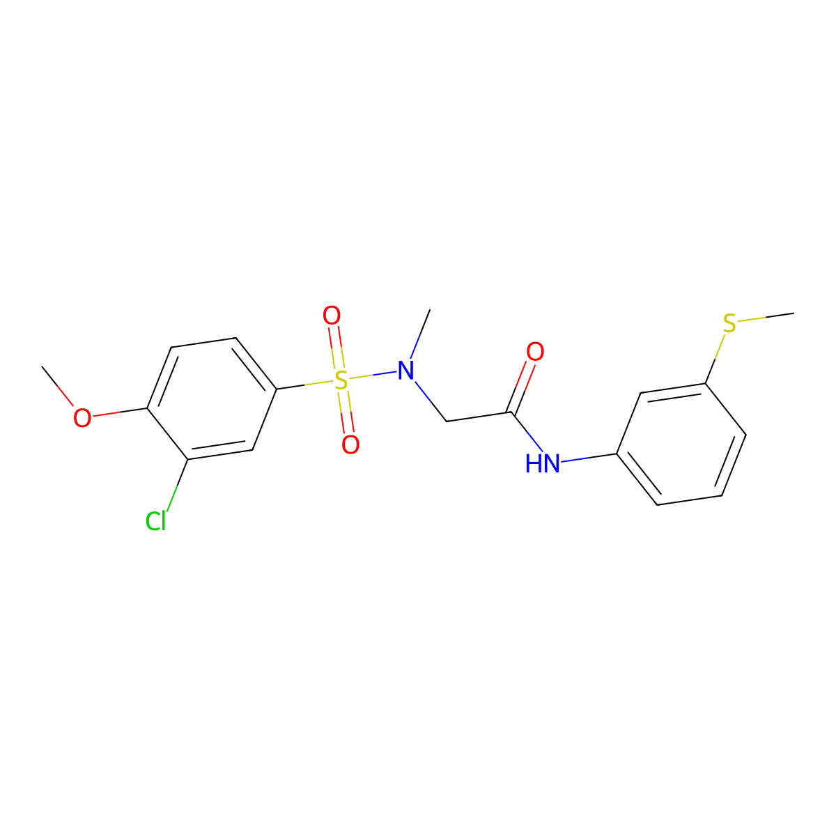 2-[(3-chloro-4-methoxyphenyl)sulfonyl-methylamino]-N-(3-methylsulfanylphenyl)acetamide molecular structure, CAS 712319-77-2