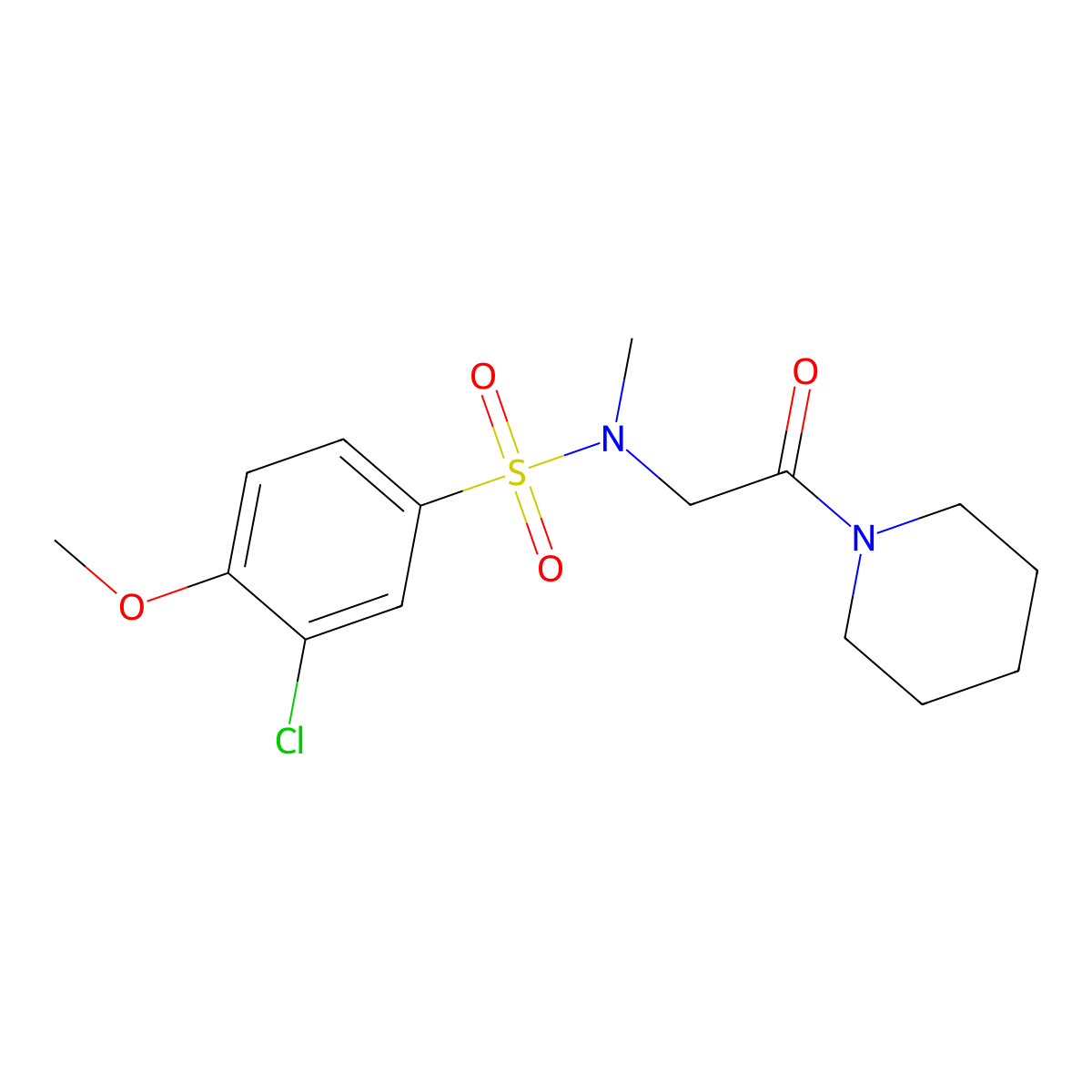 3-chloro-4-methoxy-N-methyl-N-(2-oxo-2-piperidin-1-ylethyl)benzenesulfonamide molecular structure, CAS 712319-79-4