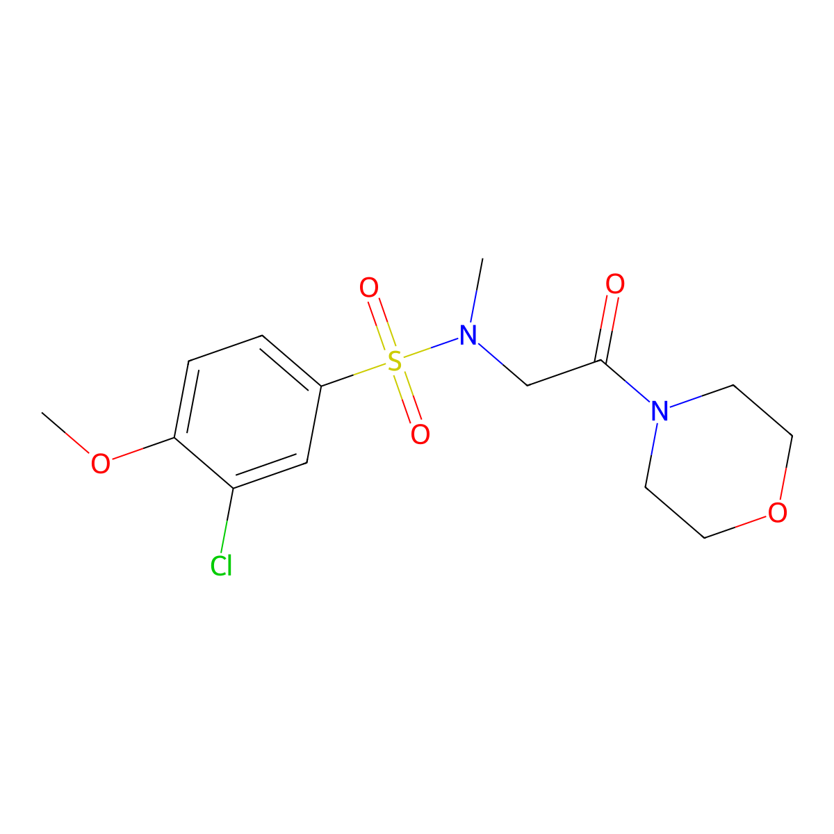 3-chloro-4-methoxy-N-methyl-N-(2-morpholin-4-yl-2-oxoethyl)benzenesulfonamide molecular structure, CAS 712319-81-8