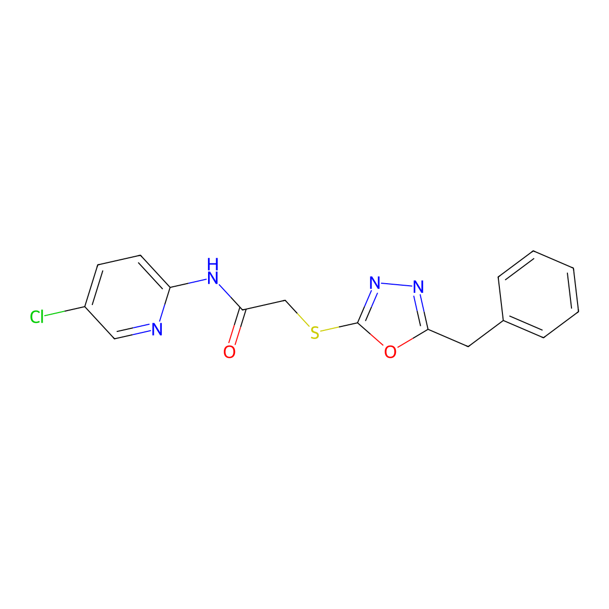 2-[(5-benzyl-1,3,4-oxadiazol-2-yl)sulfanyl]-N-(5-chloropyridin-2-yl)acetamide molecular structure, CAS 712319-94-3