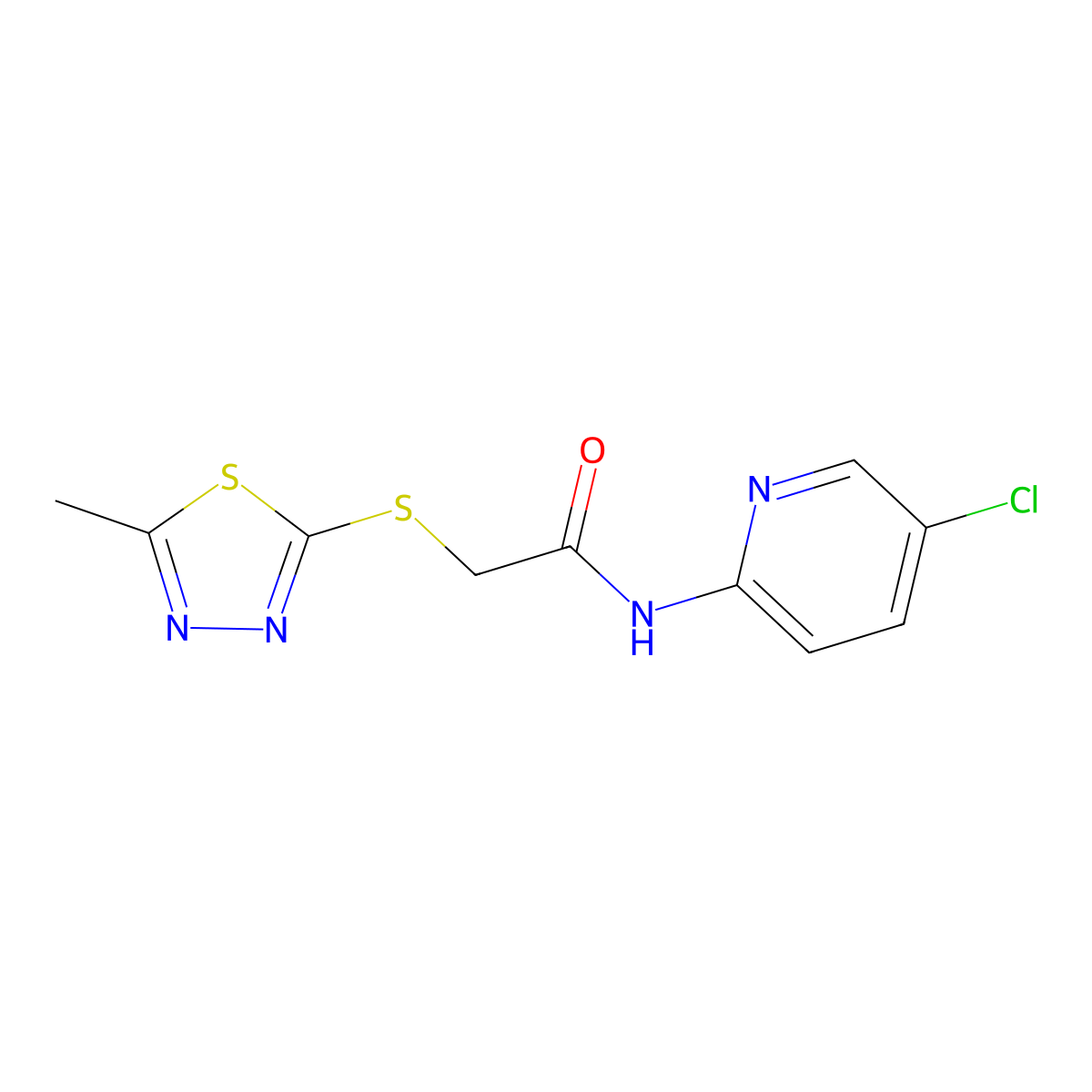 N-(5-chloropyridin-2-yl)-2-[(5-methyl-1,3,4-thiadiazol-2-yl)sulfanyl]acetamide molecular structure, CAS 712319-95-4