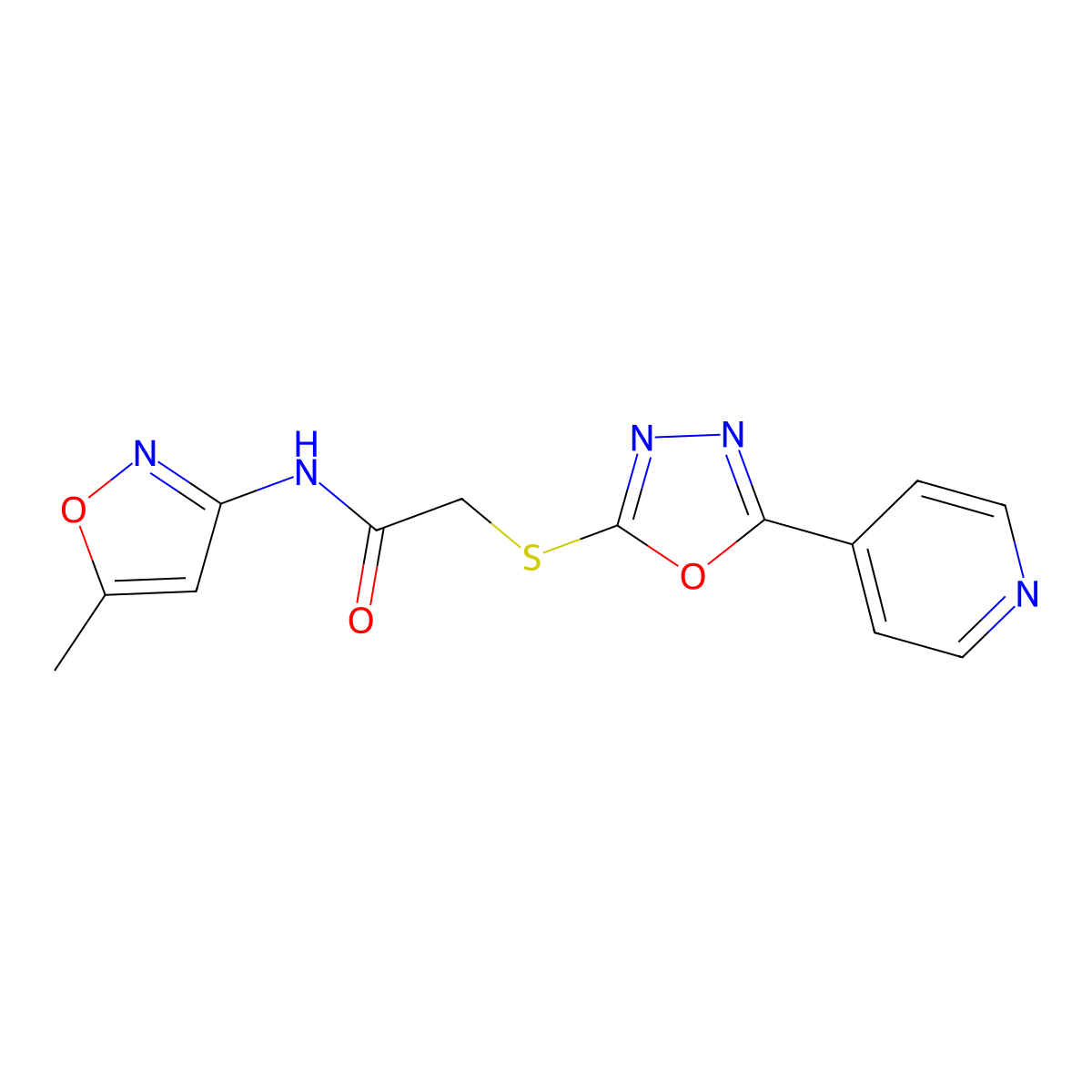 N-(5-methylisoxazol-3-yl)-2-((5-(pyridin-4-yl)-1,3,4-oxadiazol-2-yl)thio)acetamide molecular structure, CAS 712319-97-6
