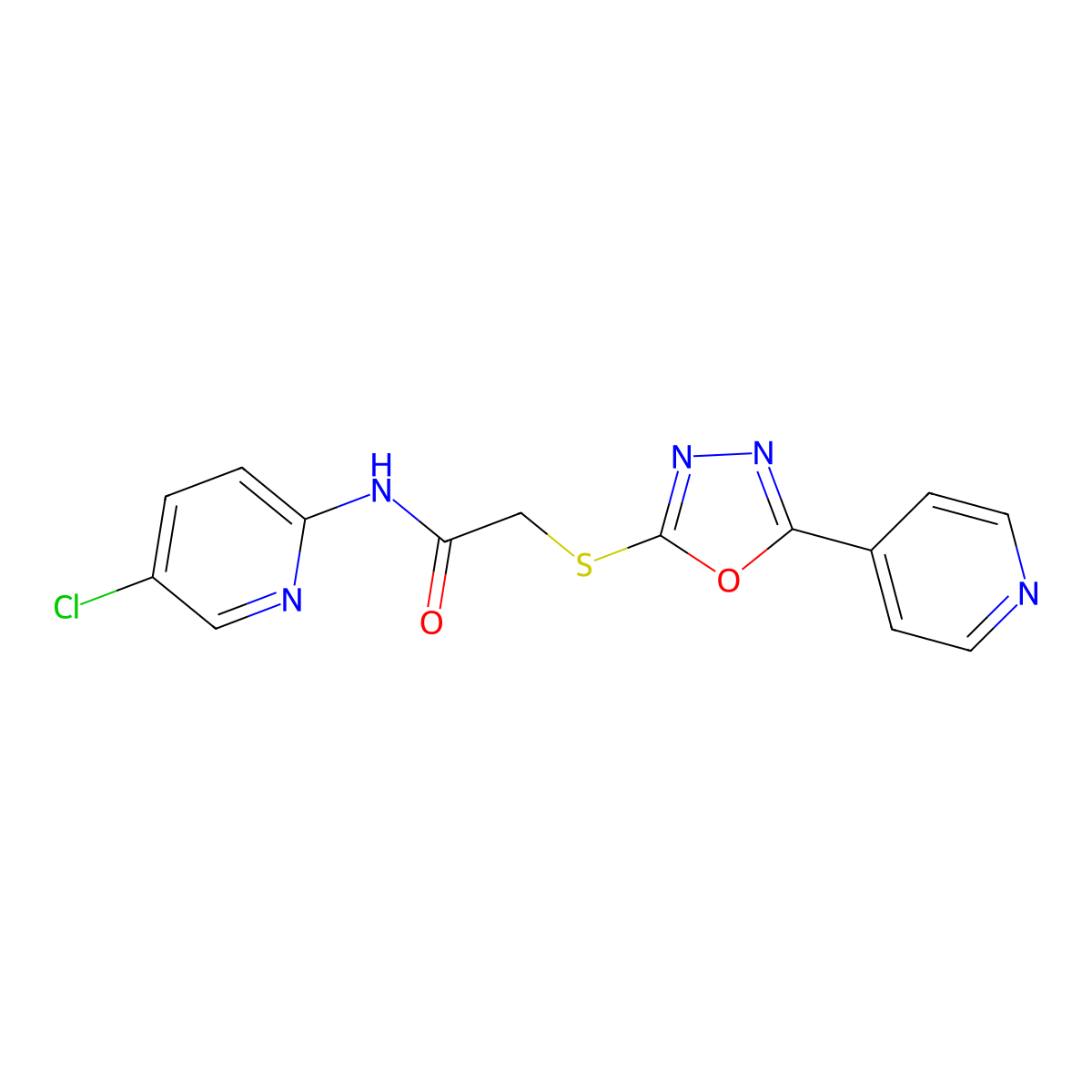 N-(5-chloropyridin-2-yl)-2-[(5-pyridin-4-yl-1,3,4-oxadiazol-2-yl)sulfanyl]acetamide molecular structure, CAS 712319-98-7