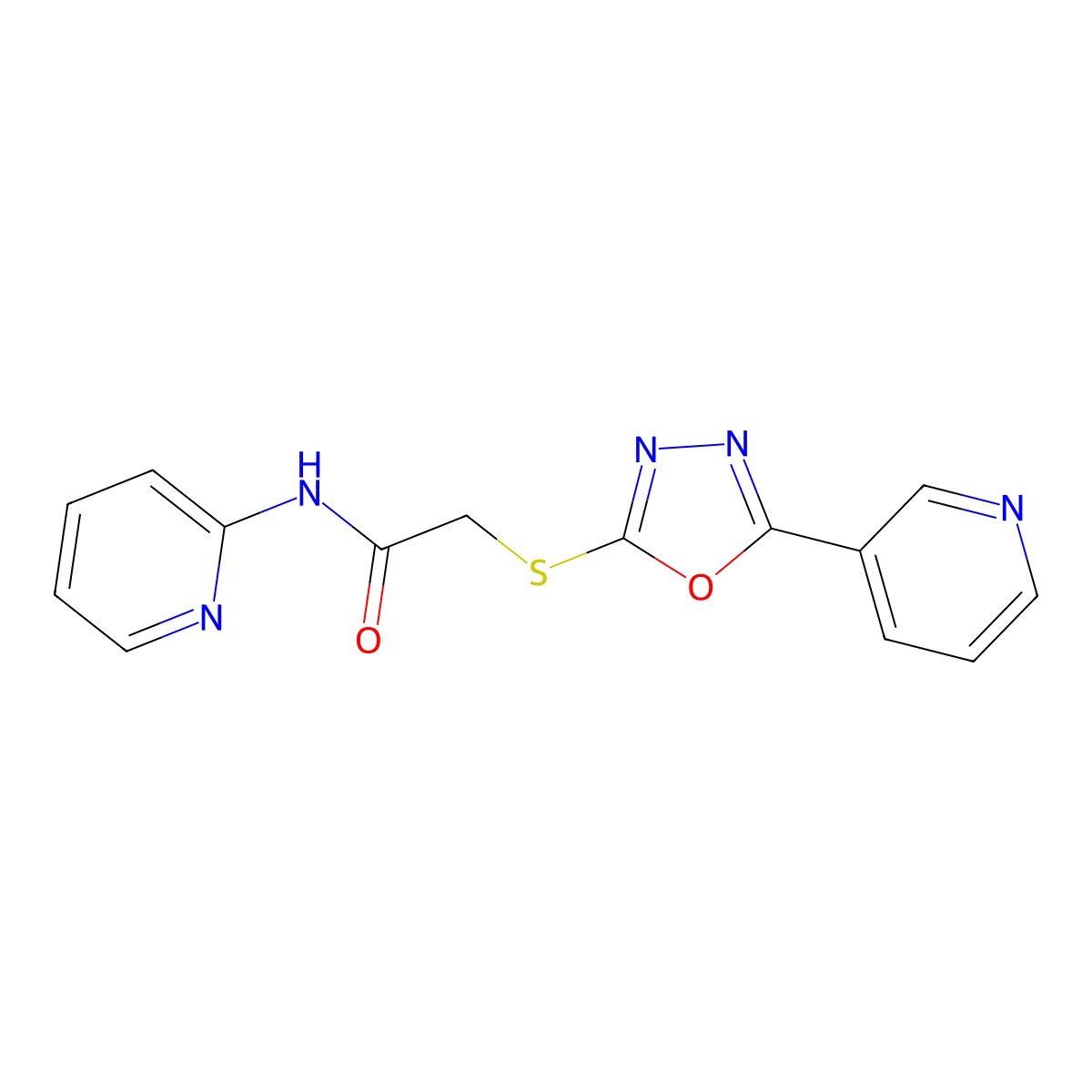 N-(2-pyridinyl)-2-[[5-(3-pyridinyl)-1,3,4-oxadiazol-2-yl]thio]acetamide molecular structure, CAS 712319-99-8