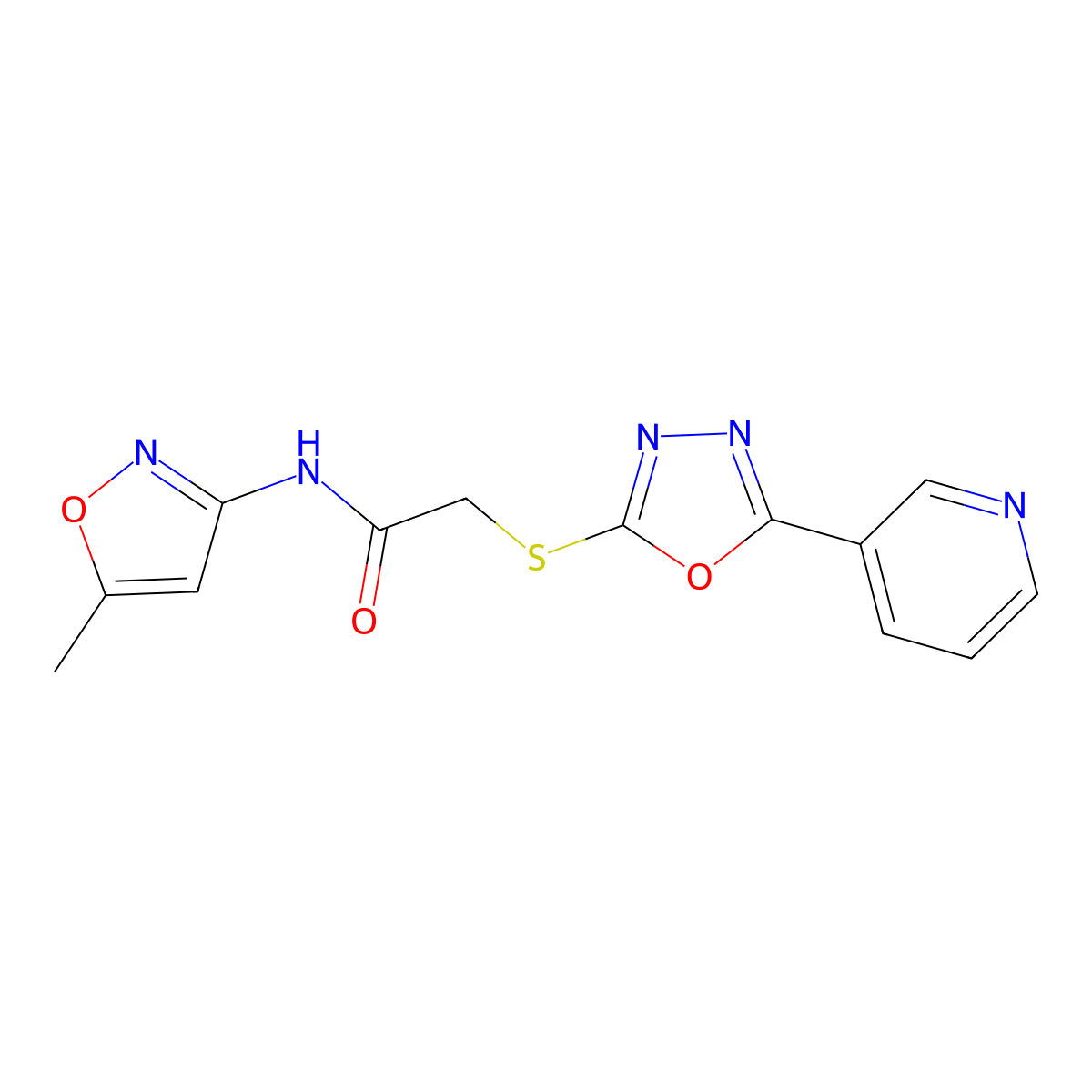 N-(5-methyl-1,2-oxazol-3-yl)-2-{[5-(pyridin-3-yl)-1,3,4-oxadiazol-2-yl]sulfanyl}acetamide molecular structure, CAS 712320-00-8