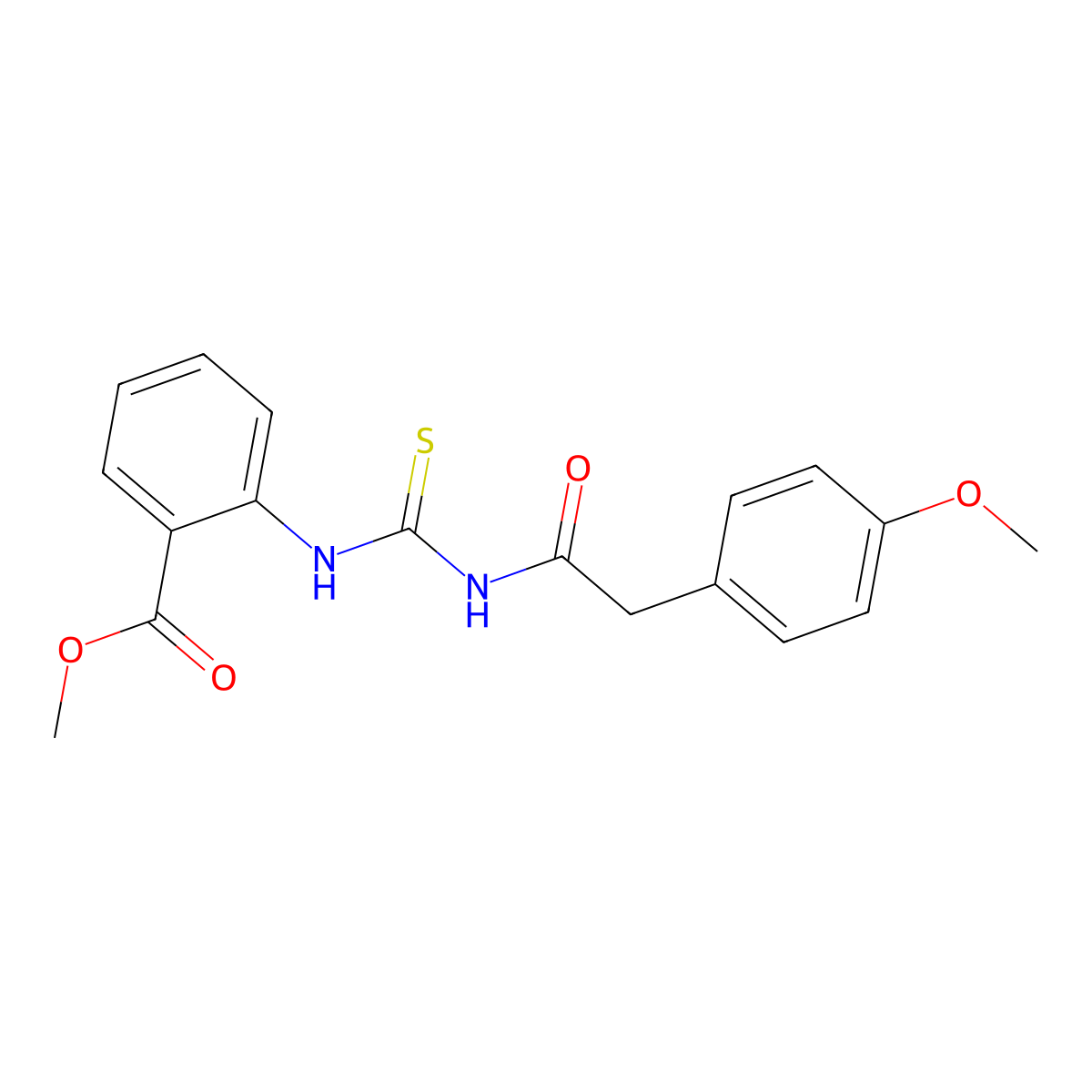 Methyl 2-({[(4-methoxyphenyl)acetyl]carbamothioyl}amino)benzoate molecular structure, CAS 712320-29-1
