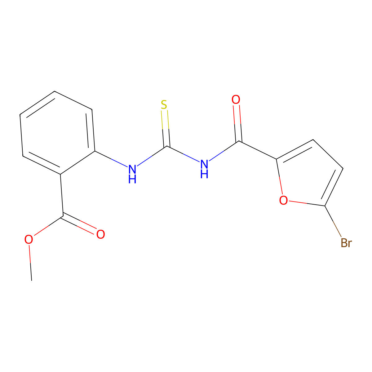Methyl 2-[(5-bromofuran-2-carbonyl)carbamothioylamino]benzoate molecular structure, CAS 712320-30-4