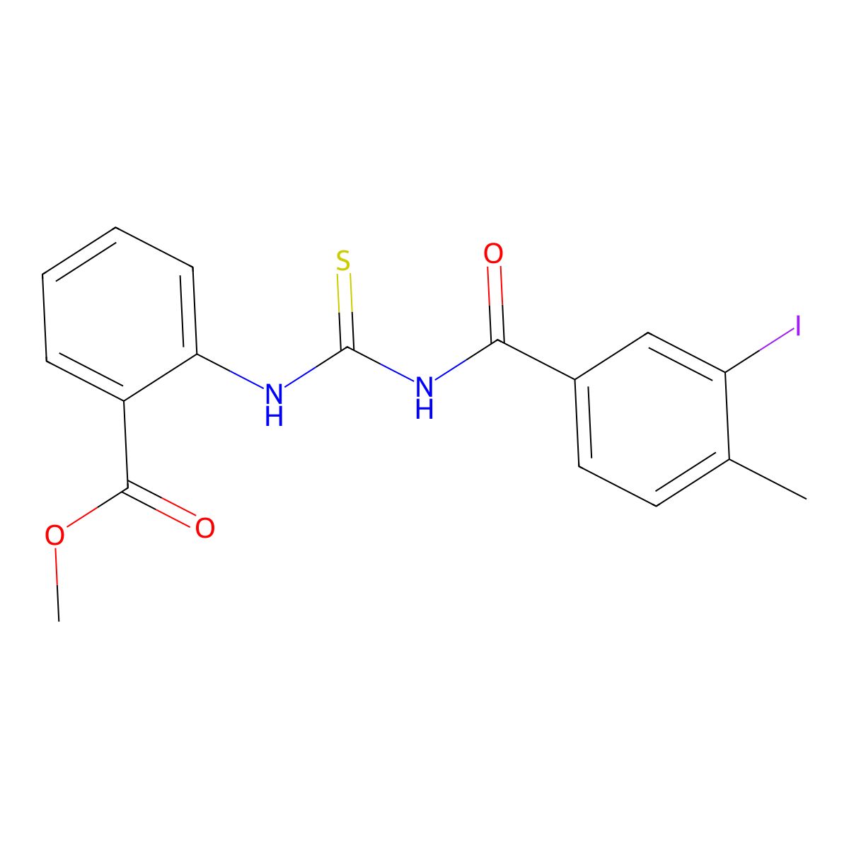 Methyl 2-[(3-iodo-4-methylbenzoyl)carbamothioylamino]benzoate molecular structure, CAS 712320-32-6