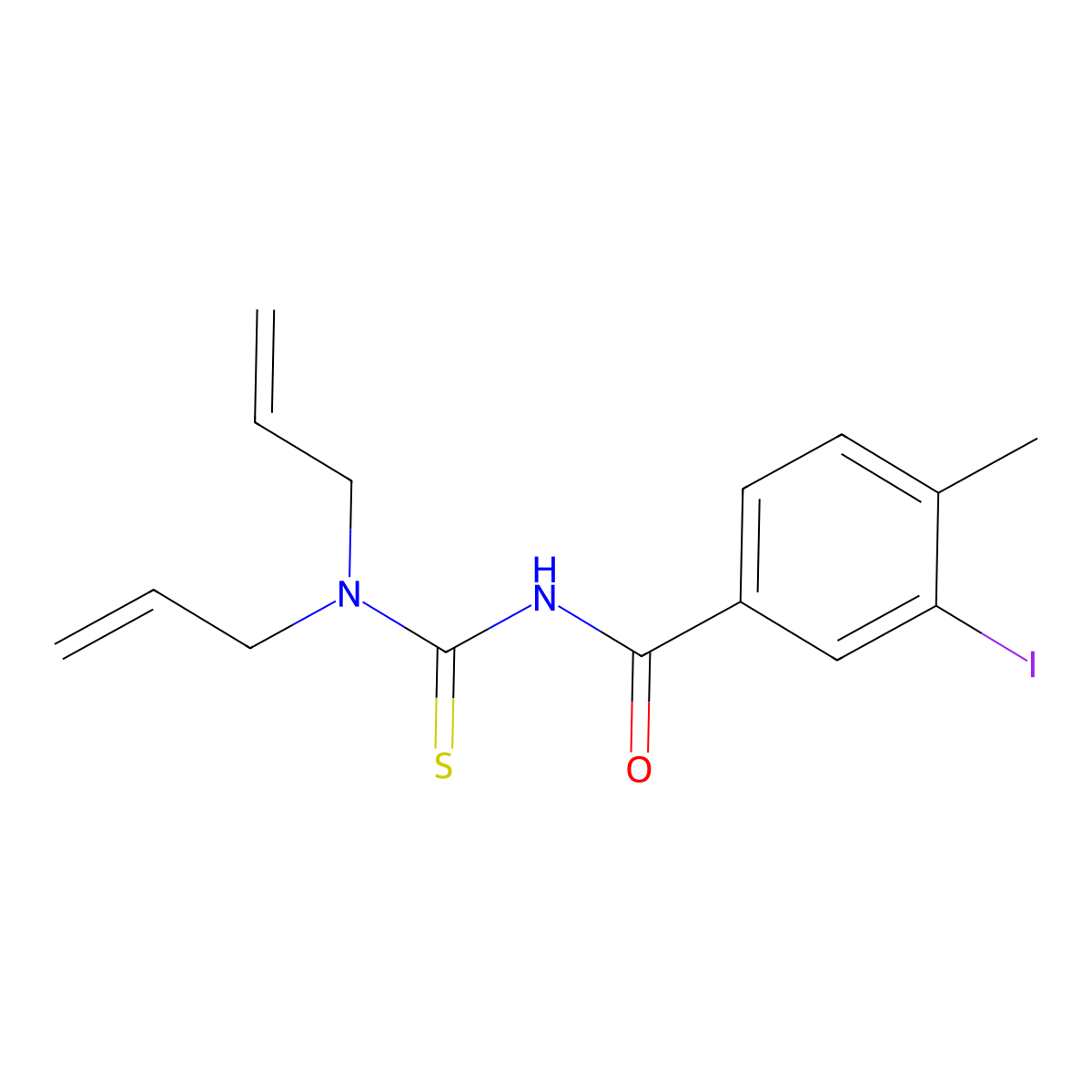 N-[bis(prop-2-enyl)carbamothioyl]-3-iodo-4-methylbenzamide molecular structure, CAS 712320-34-8