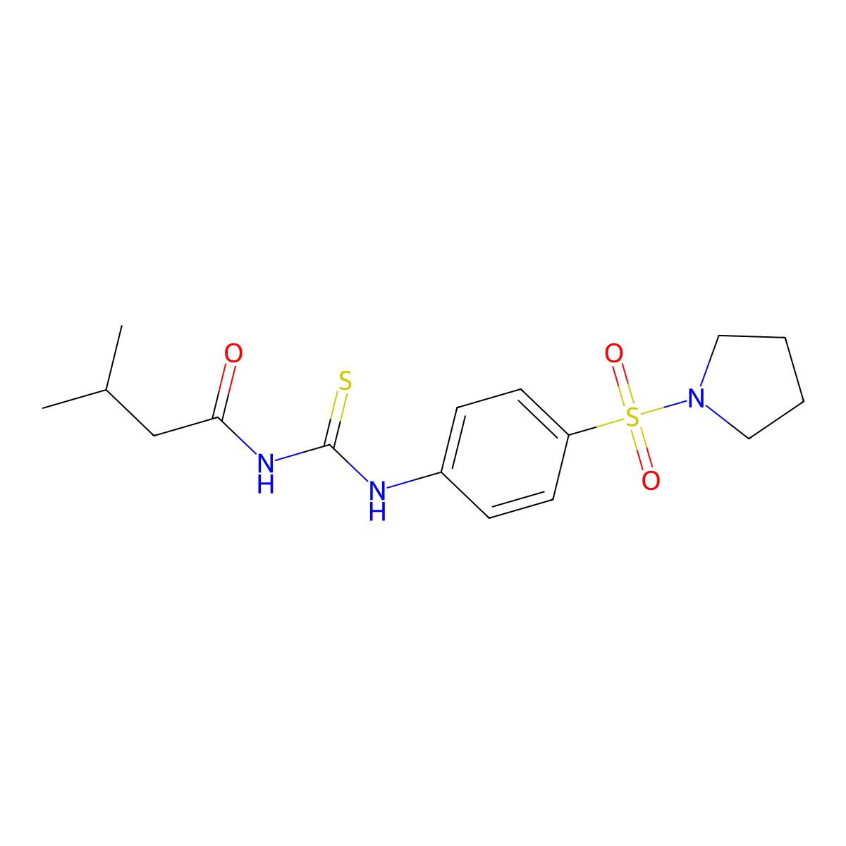 3-methyl-N-({[4-(1-pyrrolidinylsulfonyl)phenyl]amino}carbonothioyl)butanamide molecular structure, CAS 712320-37-1