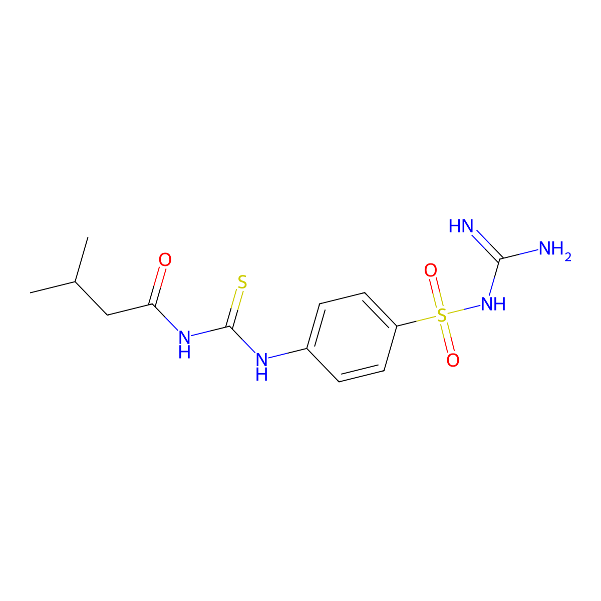 N-[[4-(diaminomethylideneamino)sulfonylphenyl]carbamothioyl]-3-methylbutanamide molecular structure, CAS 712320-38-2