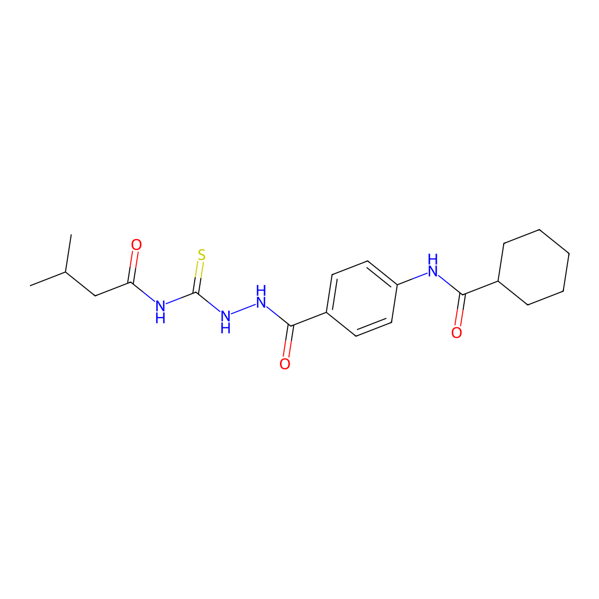 N-[4-[(3-methylbutanoylcarbamothioylamino)carbamoyl]phenyl]cyclohexanecarboxamide molecular structure, CAS 712320-42-8