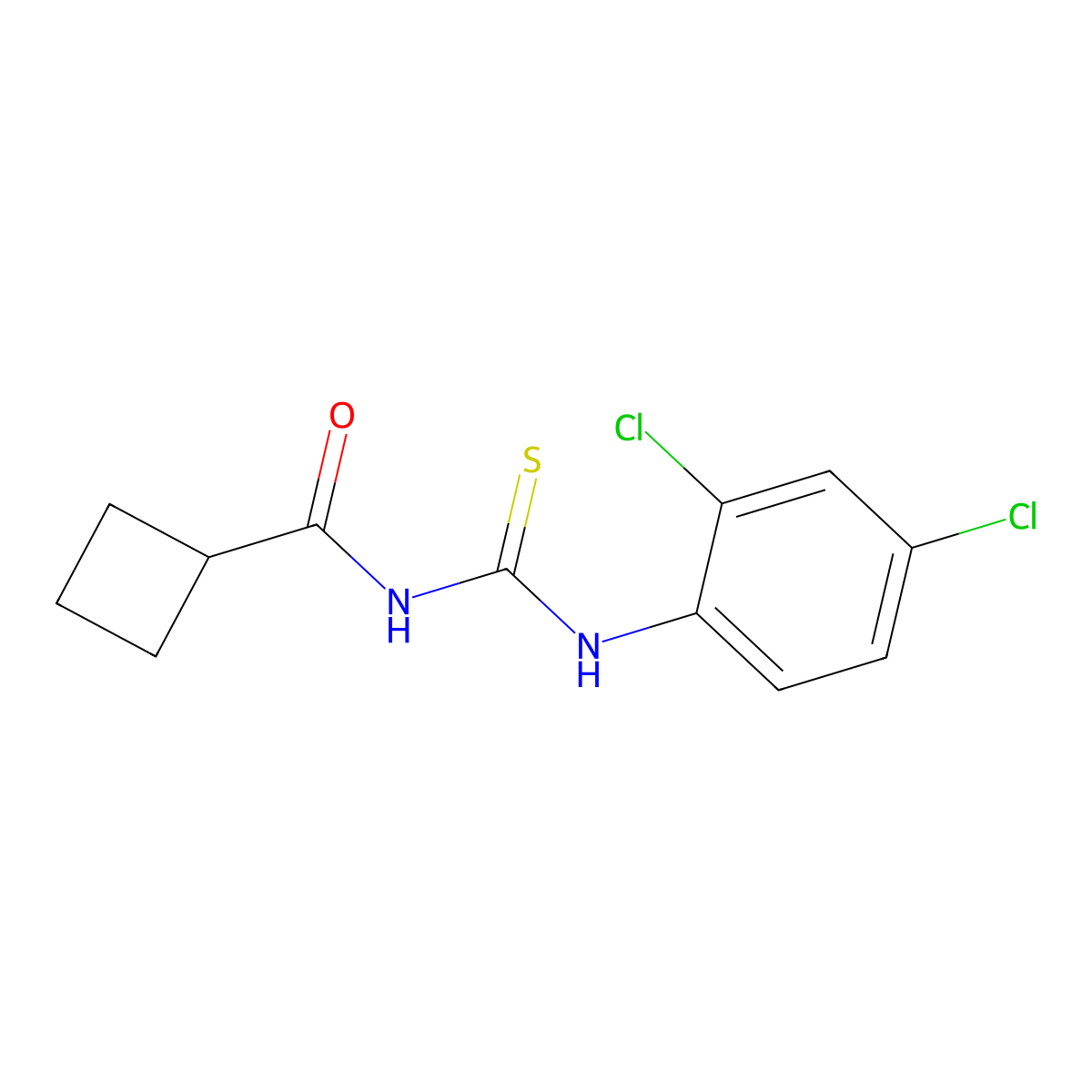 N-[(2,4-dichlorophenyl)carbamothioyl]cyclobutanecarboxamide molecular structure, CAS 712320-44-0