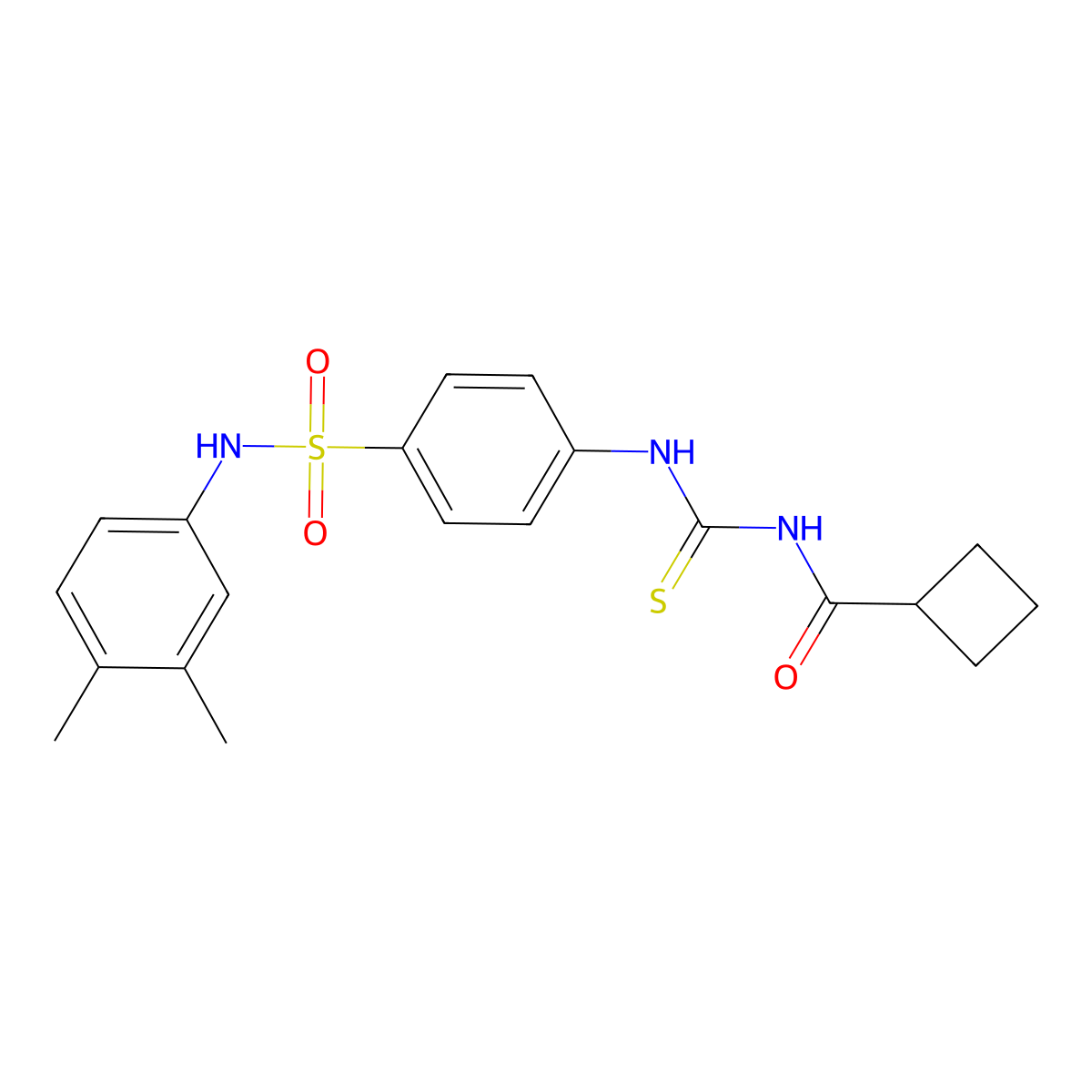 N-[[4-[(3,4-dimethylphenyl)sulfamoyl]phenyl]carbamothioyl]cyclobutanecarboxamide molecular structure, CAS 712320-45-1