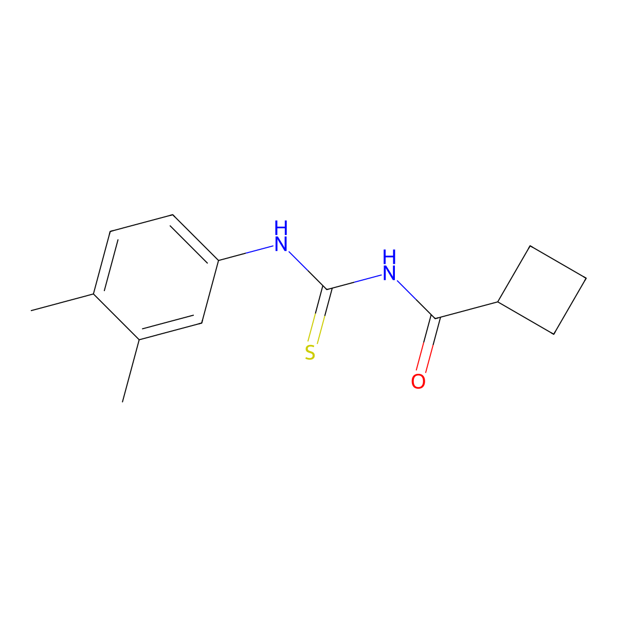 N-[(3,4-dimethylphenyl)carbamothioyl]cyclobutanecarboxamide molecular structure, CAS 712320-46-2