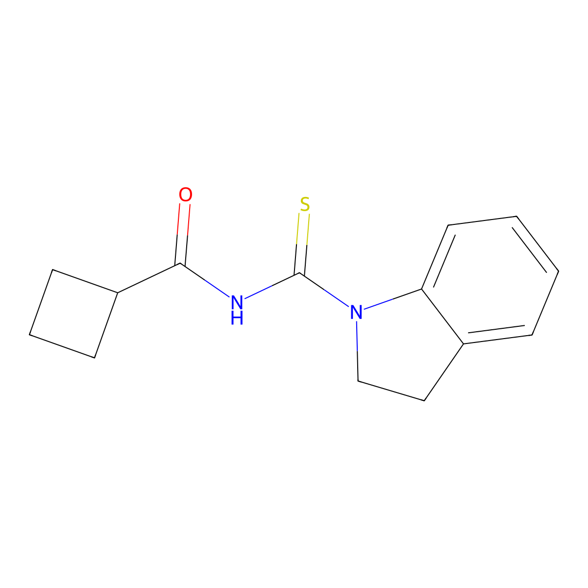 N-(2,3-dihydro-1H-indol-1-ylcarbonothioyl)cyclobutanecarboxamide molecular structure, CAS 712320-48-4