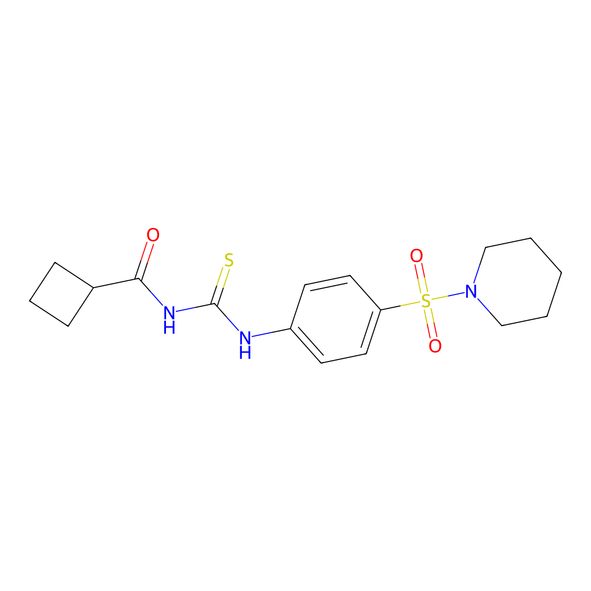 N-[(4-piperidin-1-ylsulfonylphenyl)carbamothioyl]cyclobutanecarboxamide molecular structure, CAS 712320-49-5
