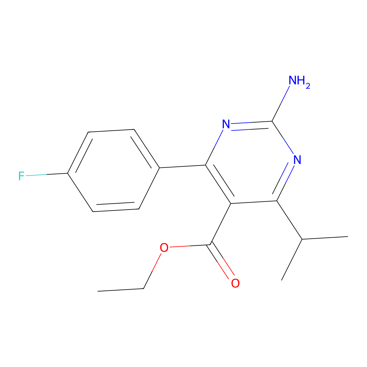 Ethyl 2-amino-4-(4-fluorophenyl)-6-(propan-2-yl)pyrimidine-5-carboxylate molecular structure, CAS 712320-67-7