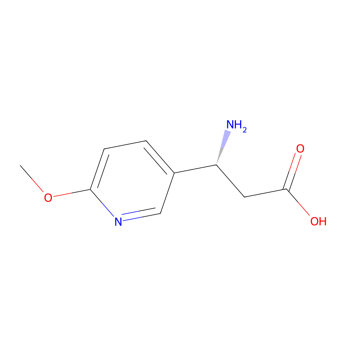 (R)-3-Amino-3-(6-methoxypyridin-3-yl)propanoic acid molecular structure, CAS 712321-46-5