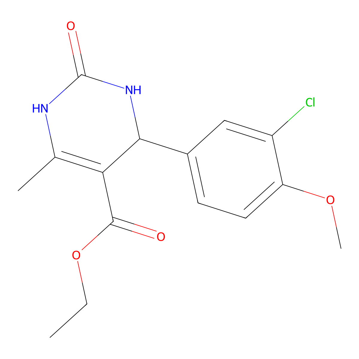 Ethyl 4-(3-chloro-4-methoxyphenyl)-6-methyl-2-oxo-1,2,3,4-tetrahydropyrimidine-5-carboxylate molecular structure, CAS 712321-70-5