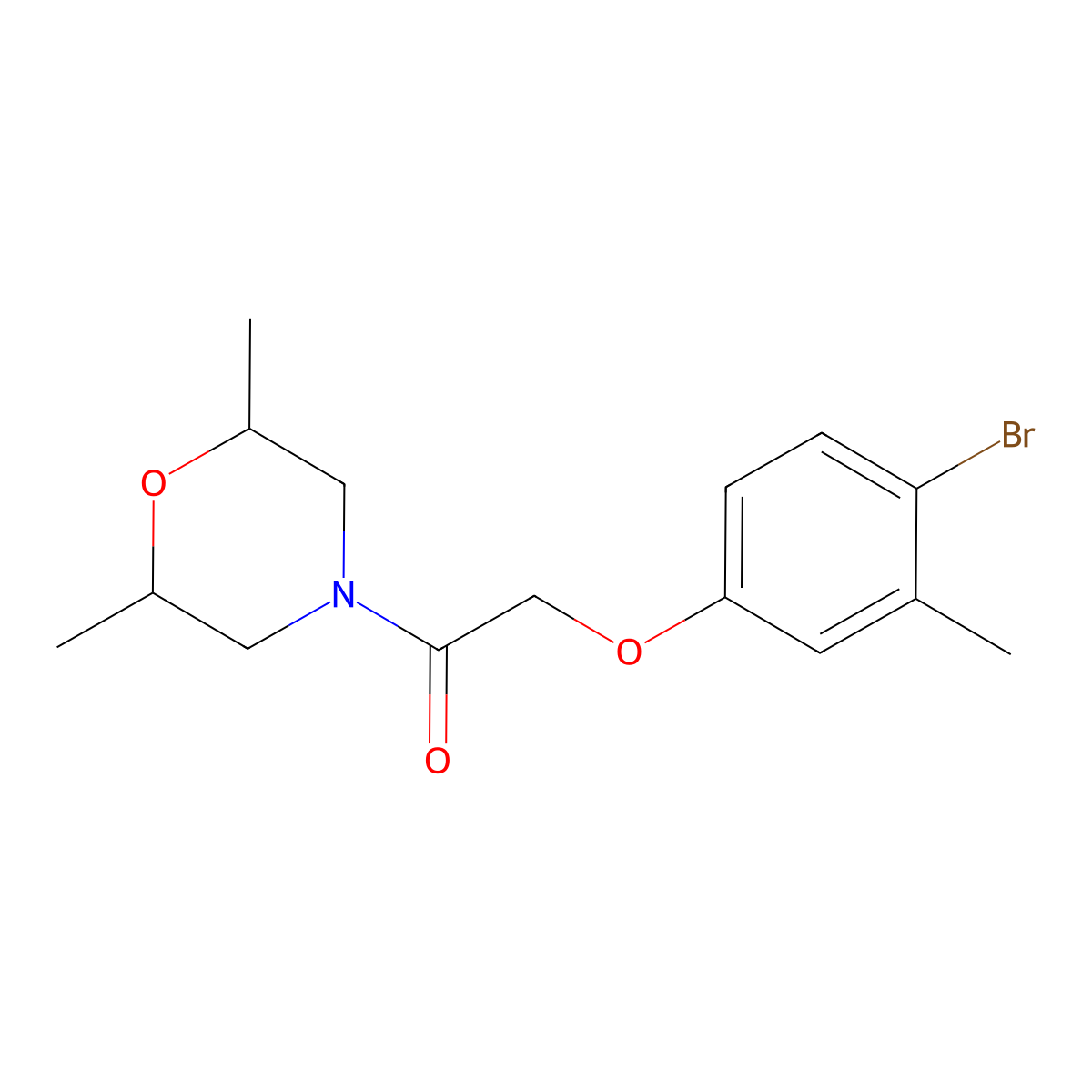 2-(4-Bromo-3-methylphenoxy)-1-(2,6-dimethylmorpholin-4-yl)ethanone molecular structure, CAS 712321-87-4