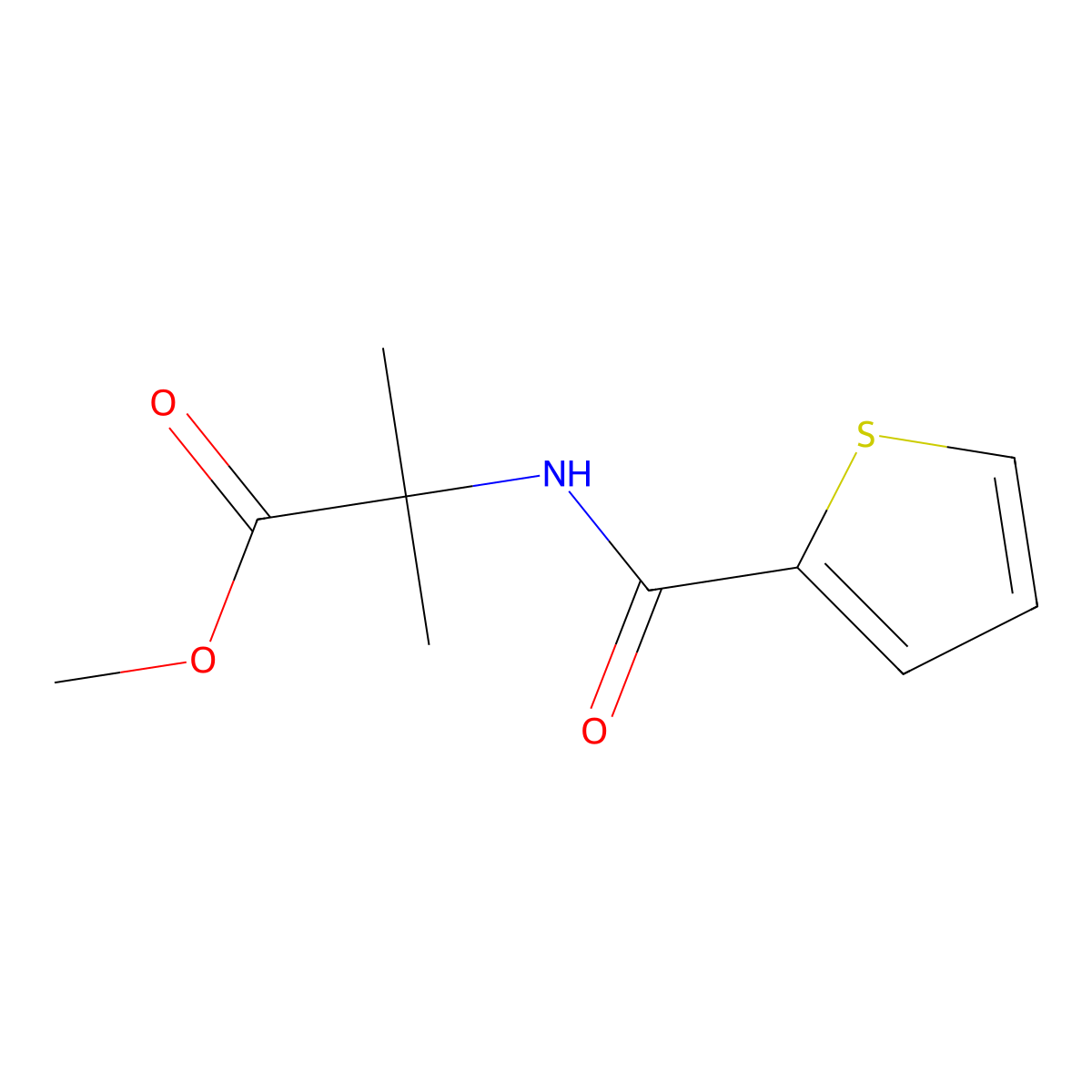 Methyl 2-methyl-2-(2-thienylcarbonylamino)propanoate molecular structure, CAS 712321-93-2