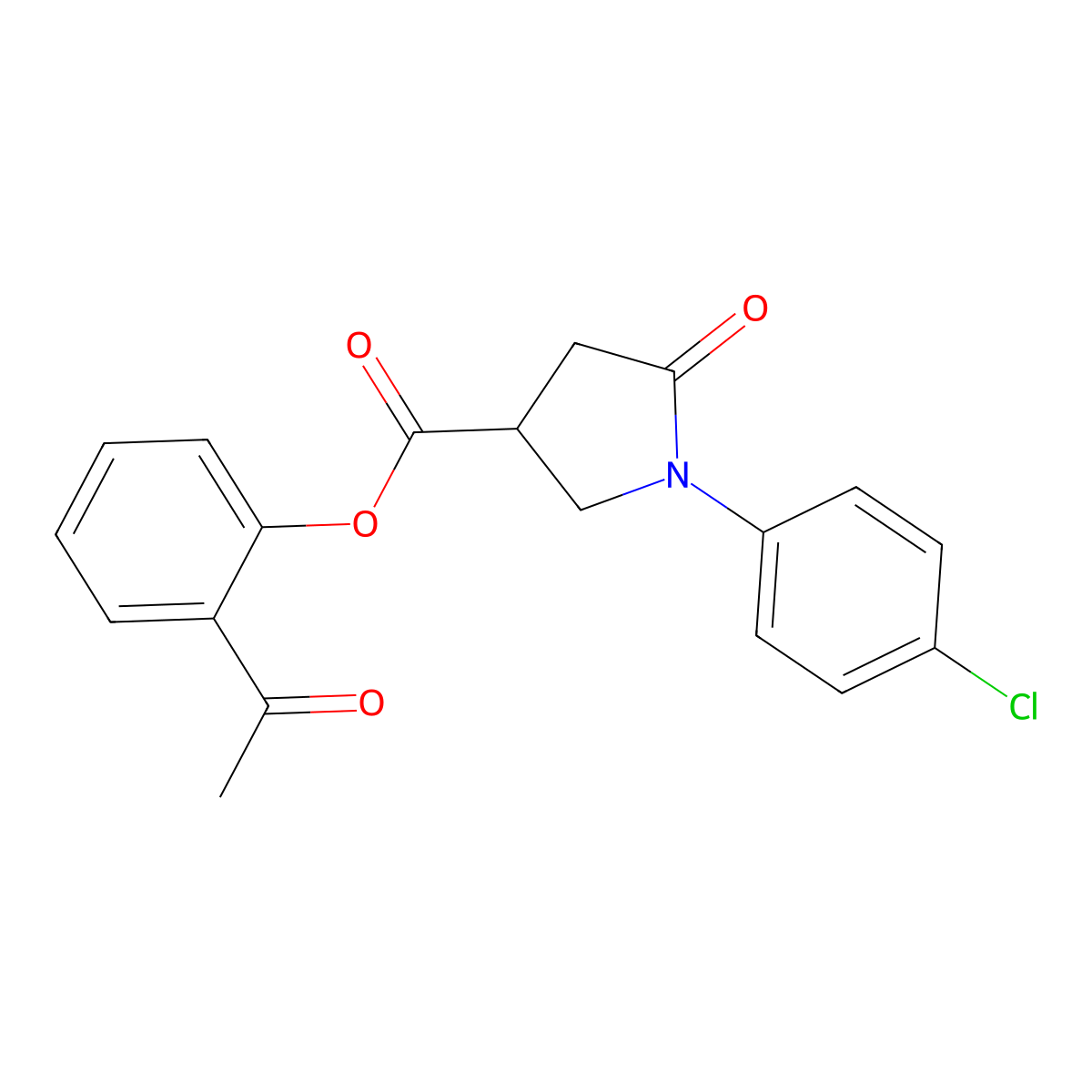 2-Acetylphenyl 1-(4-chlorophenyl)-5-oxopyrrolidine-3-carboxylate molecular structure, CAS 712322-11-7