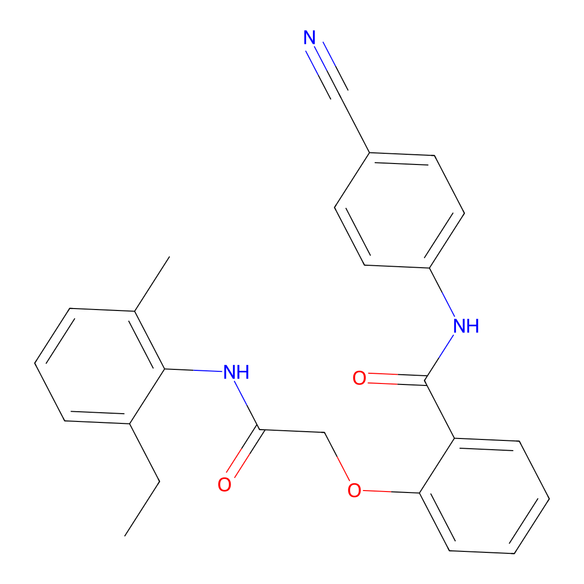 N-(4-cyanophenyl)-2-[2-(2-ethyl-6-methylanilino)-2-oxoethoxy]benzamide molecular structure, CAS 712322-16-2