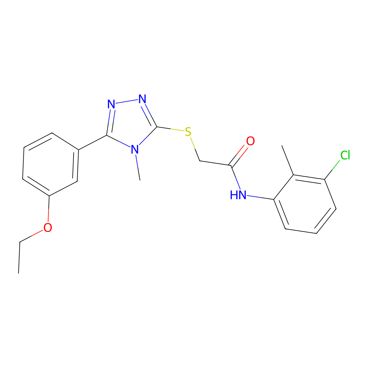N-(3-chloro-2-methylphenyl)-2-[[5-(3-ethoxyphenyl)-4-methyl-1,2,4-triazol-3-yl]sulfanyl]acetamide molecular structure, CAS 712322-20-8