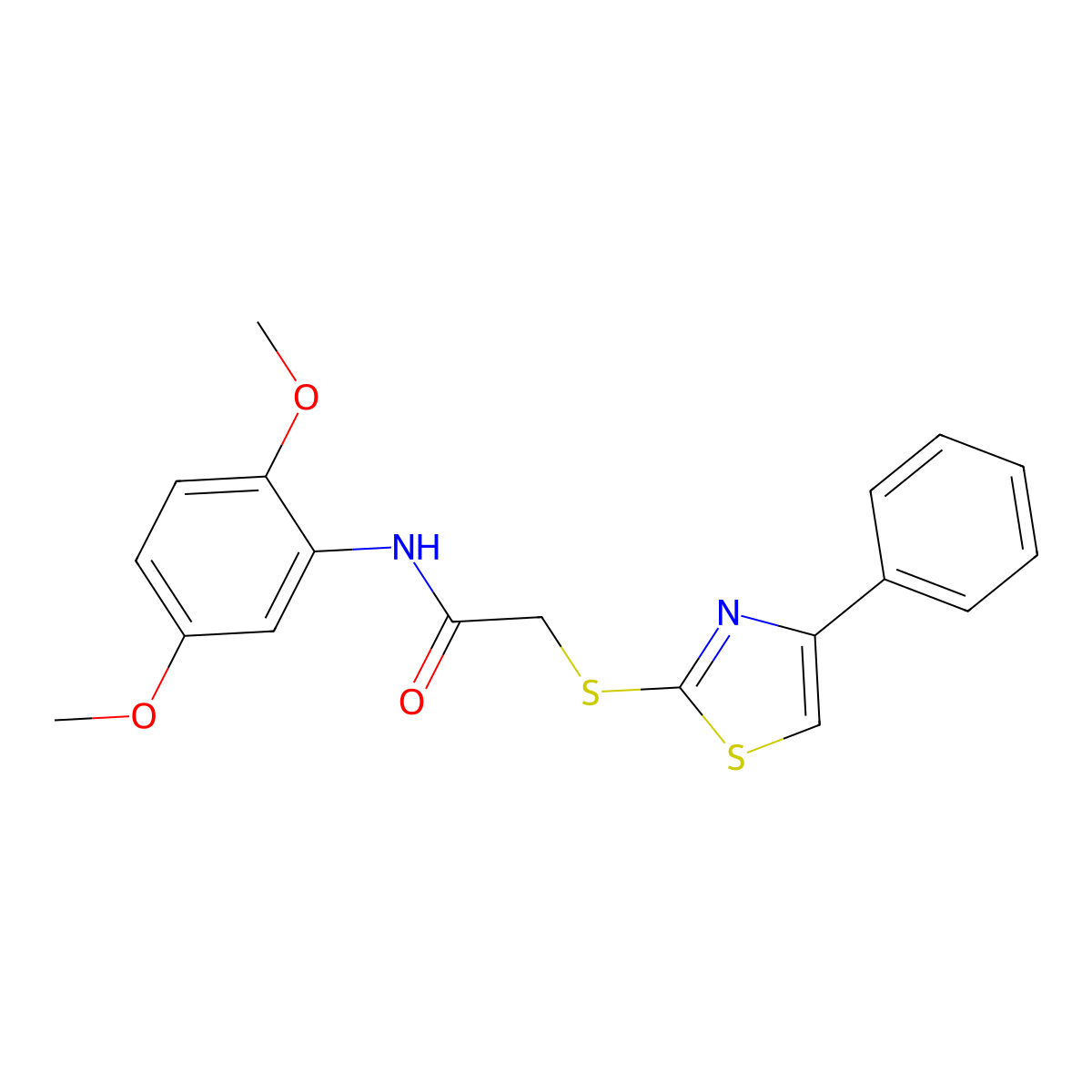 N-(2,5-dimethoxyphenyl)-2-[(4-phenyl-1,3-thiazol-2-yl)sulfanyl]acetamide molecular structure, CAS 712322-28-6
