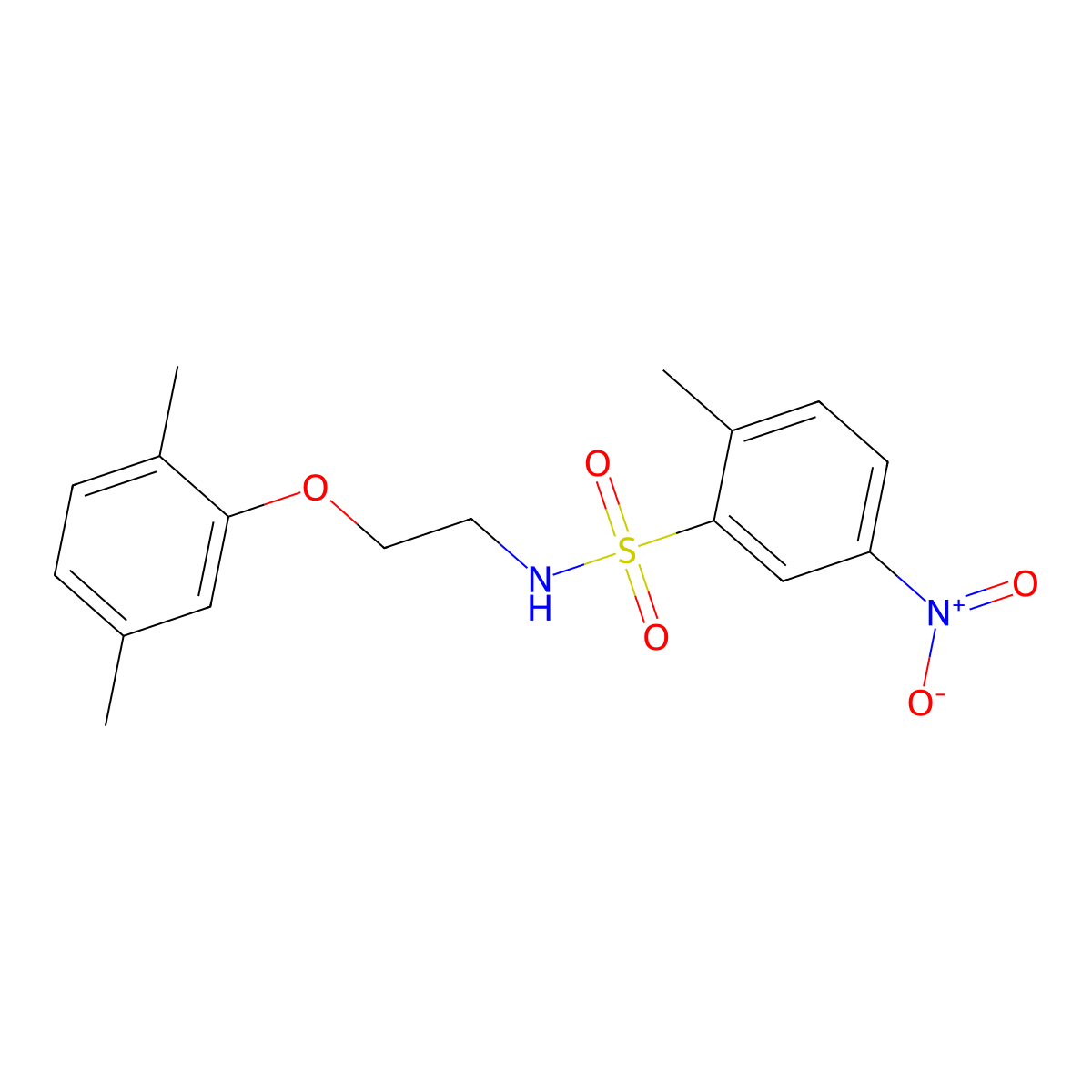 N-[2-(2,5-dimethylphenoxy)ethyl]-2-methyl-5-nitrobenzenesulfonamide molecular structure, CAS 712322-29-7